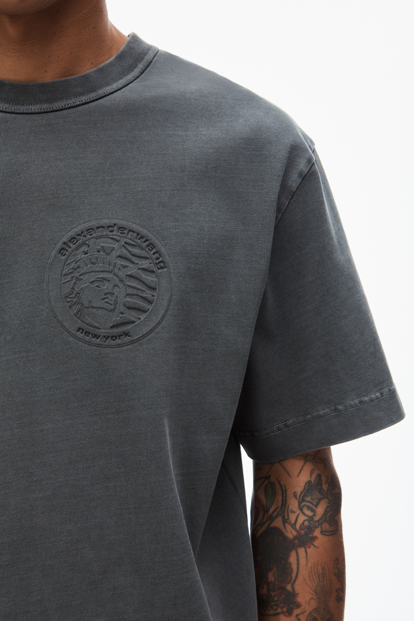 Alexander Wang Embossed Cotton-jersey T-shirt In Black