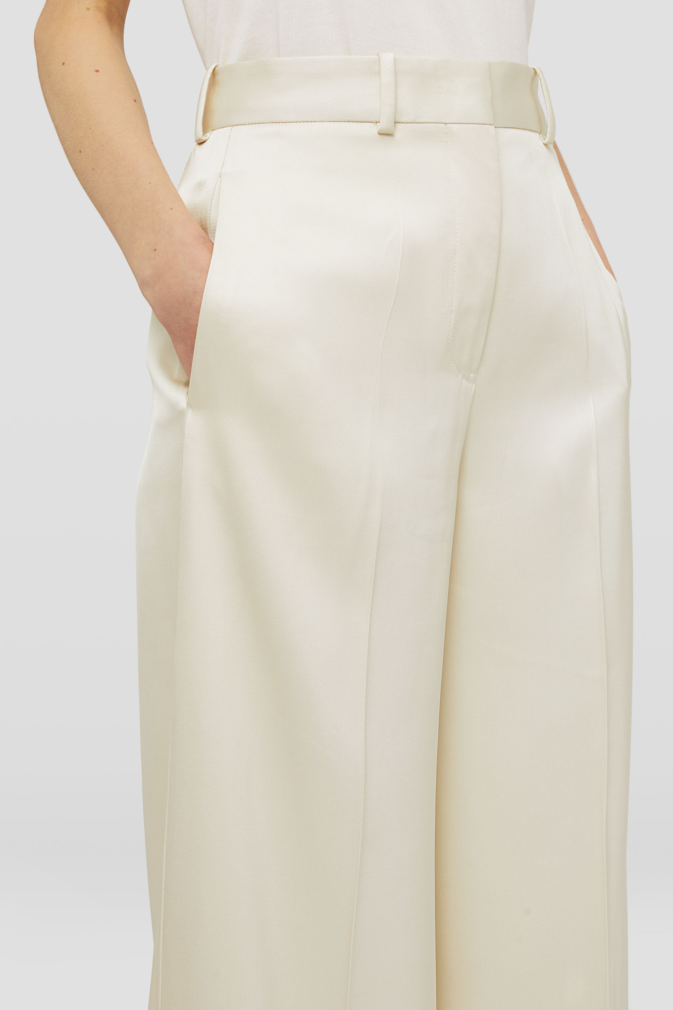パンツ JIL SANDER WIDE CREAM TROUSERS IN SILK BLEND Jil Sander Jil Sander Wide Cream Trousers In Silk Blend