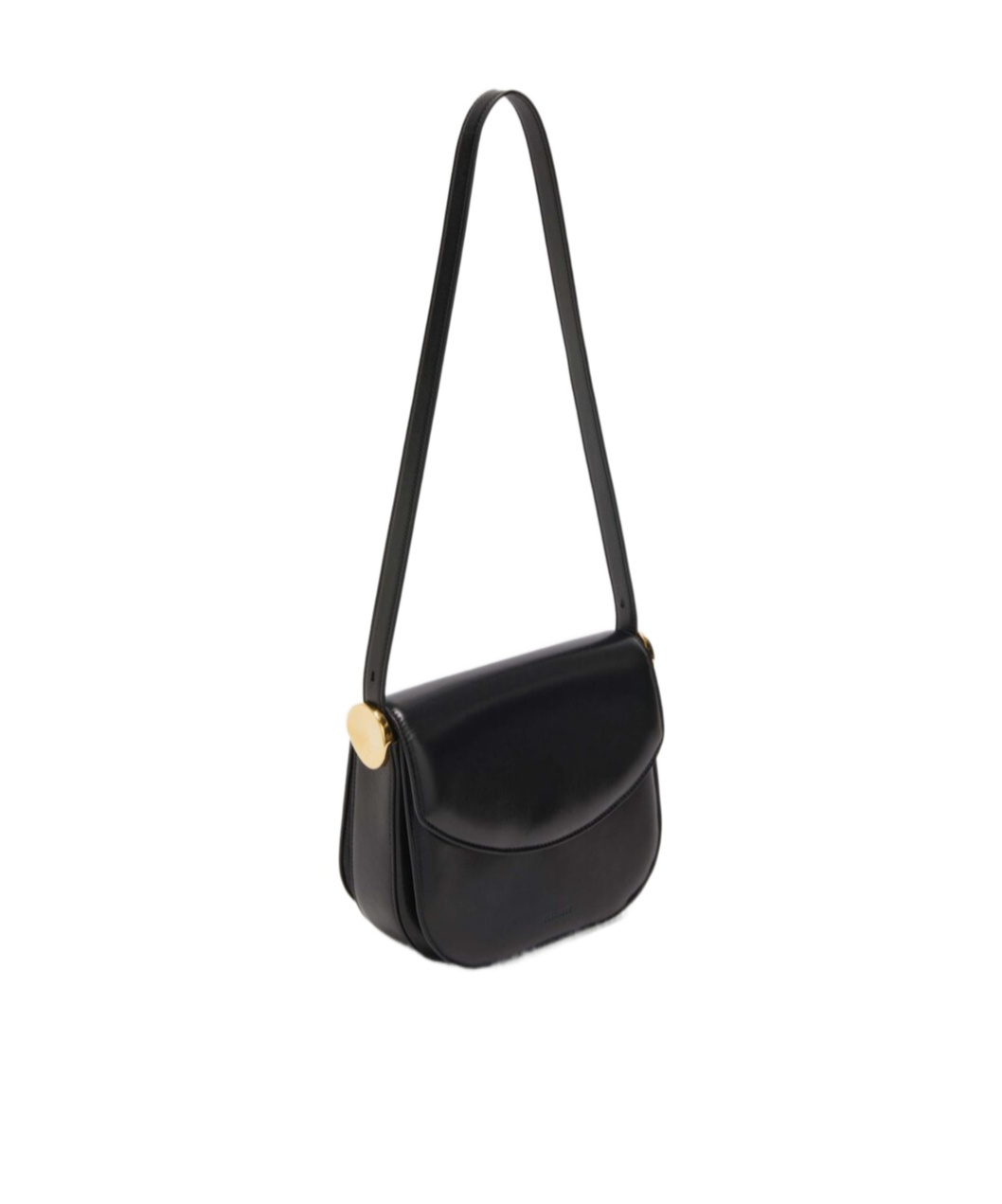 Jil Sander Medium Coin Leather Crossbody Bag In Black