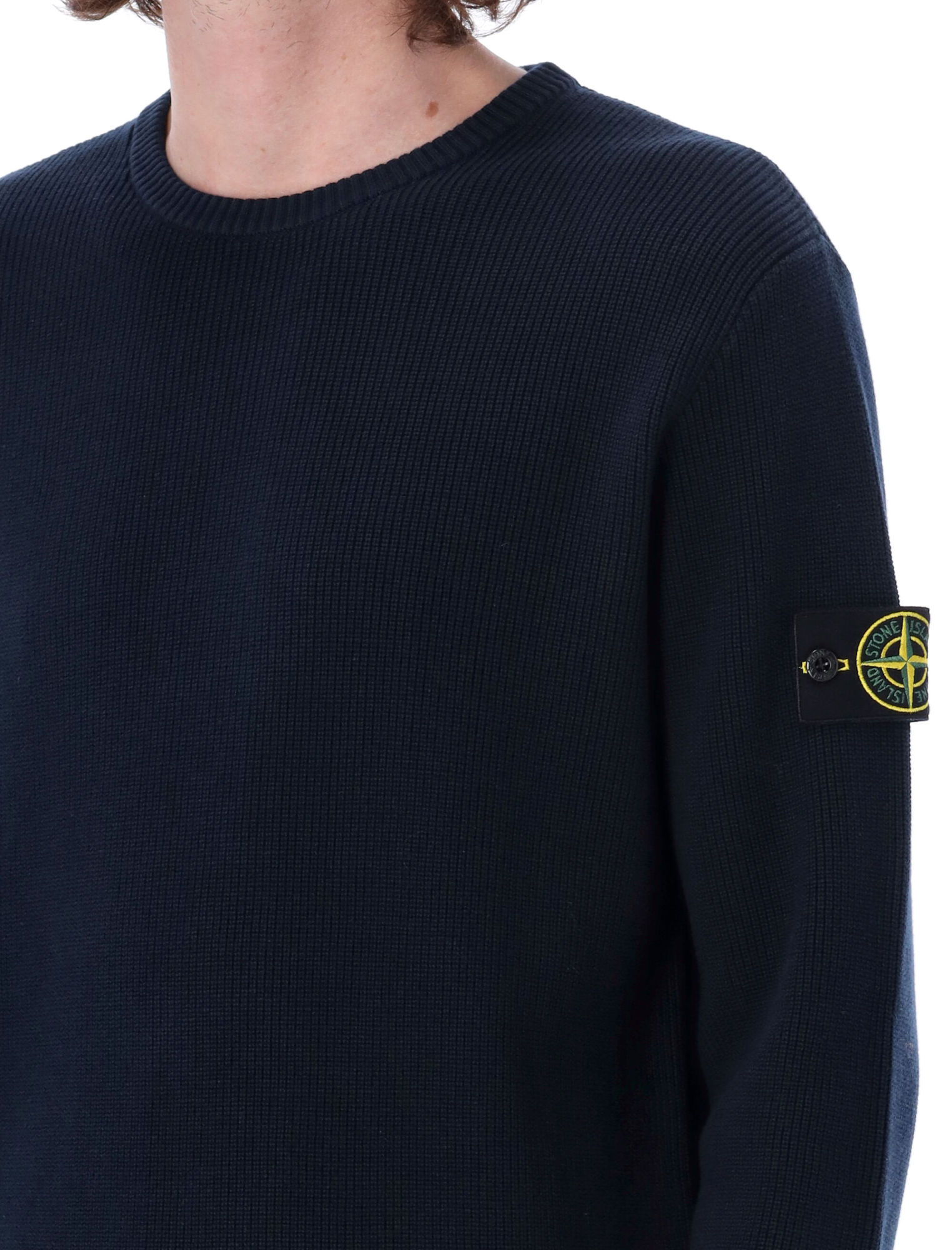 Shop Stone Island Logo-patch Crewneck Jumper In Blue