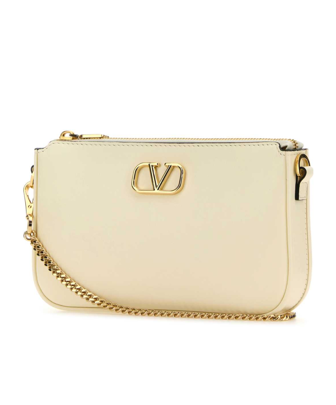 Valentino Garavani Women Ivory Leather Vlogo Crossbody Bag In Nude