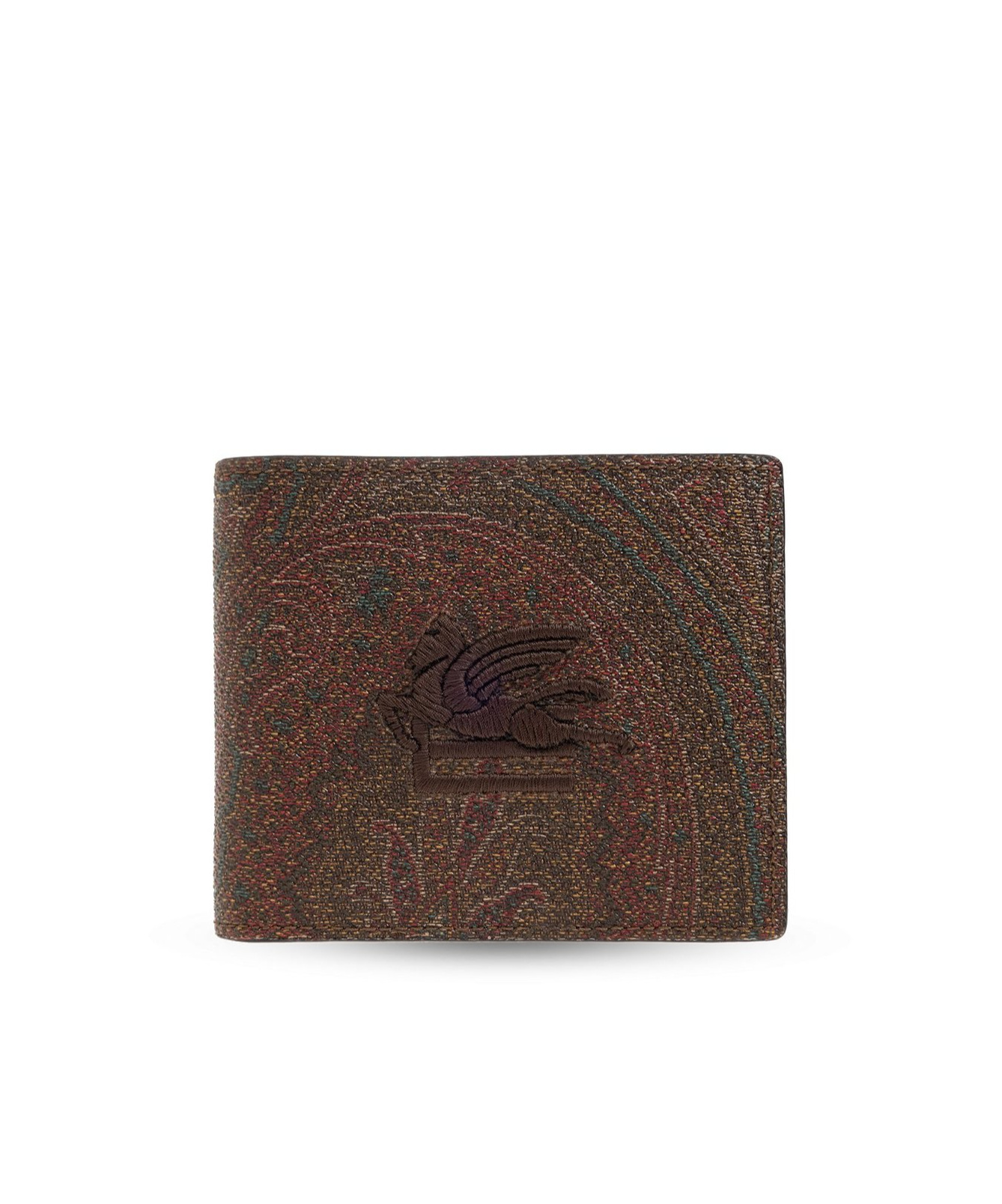 Etro Pegaso Embroidered Wallet In Brown