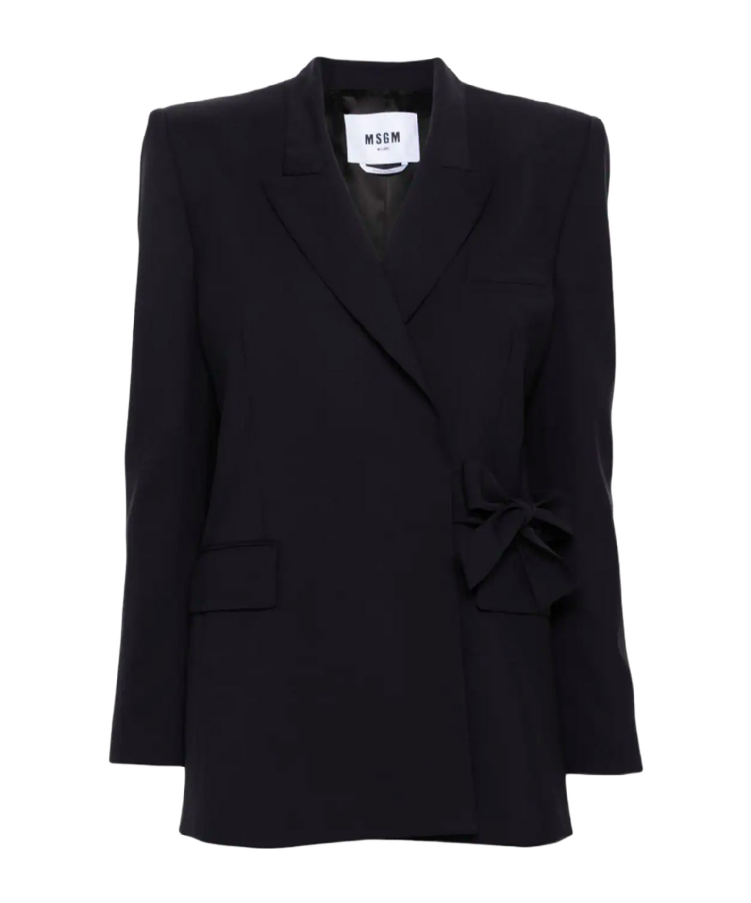 Msgm Double-breasted Wrap Blazer In Black