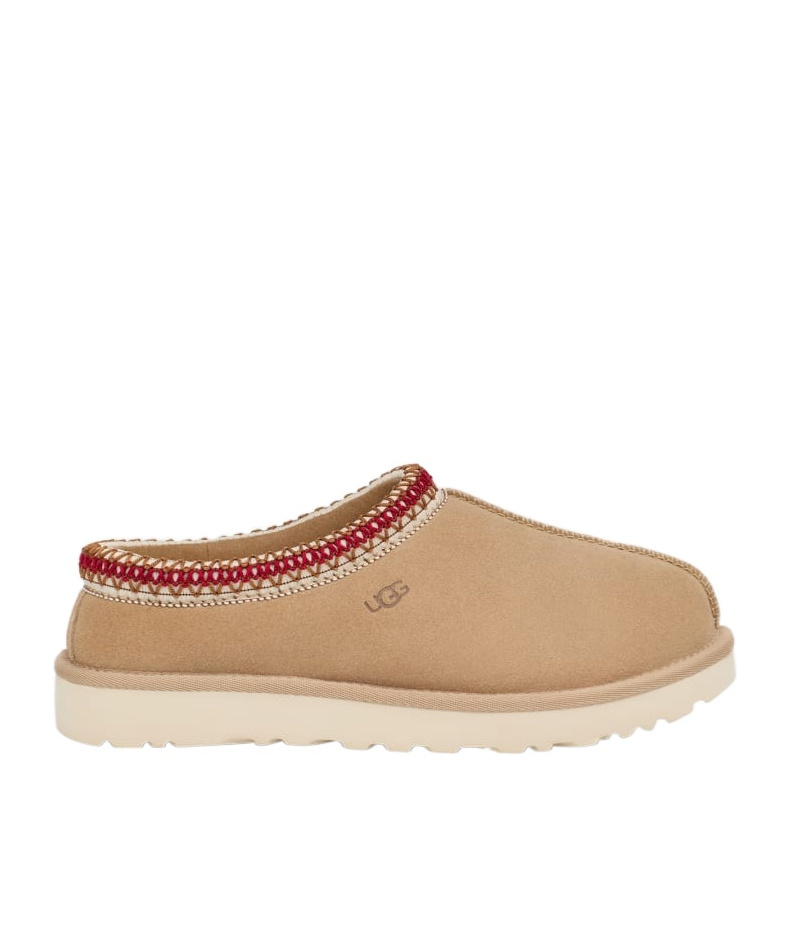 Shop Ugg Tasman Logo Embossed Slippers In Nude