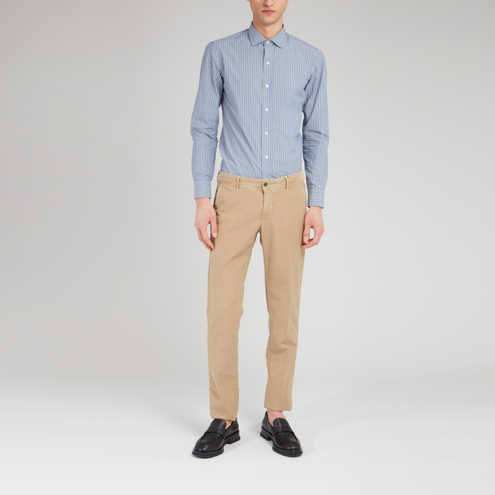 Salvatore Piccolo Striped Long-sleeved Shirt In Blue