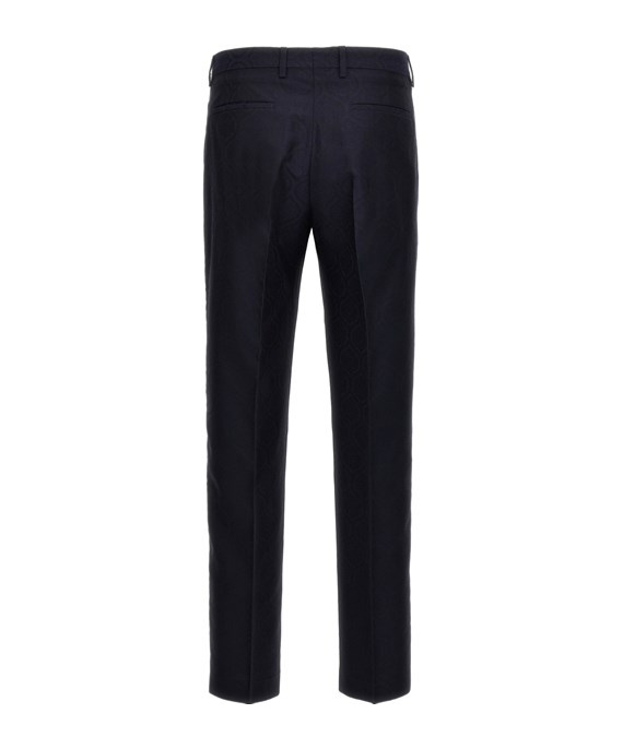 Etro Blue Slim Flat Front Pants In Black