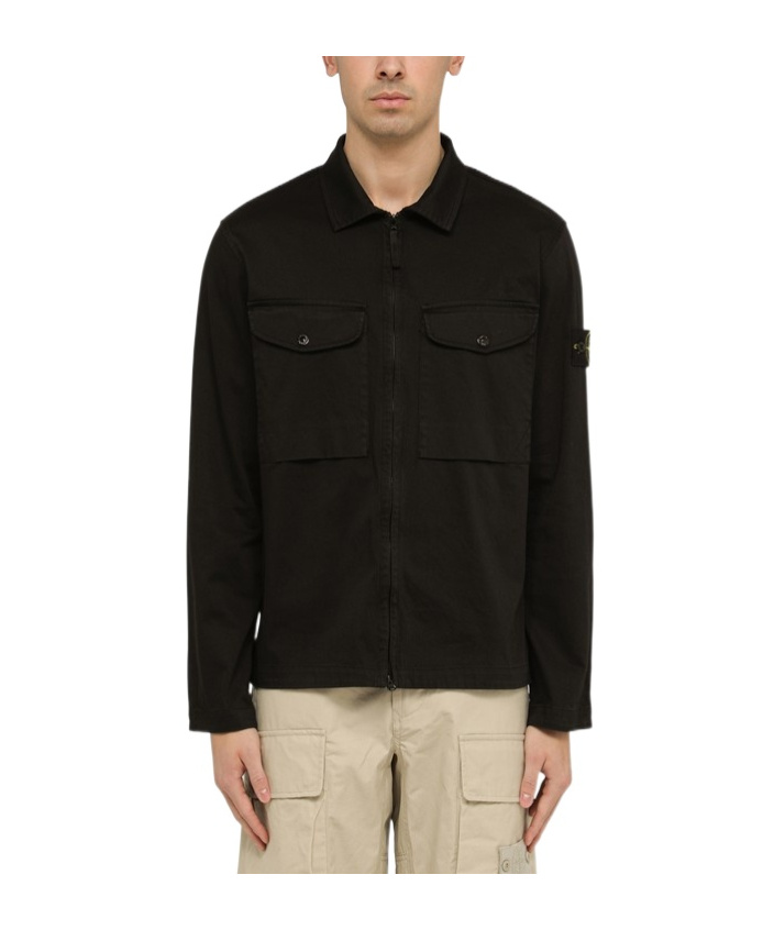 Stone Island Compass-badge Gabardine Jacket In Black