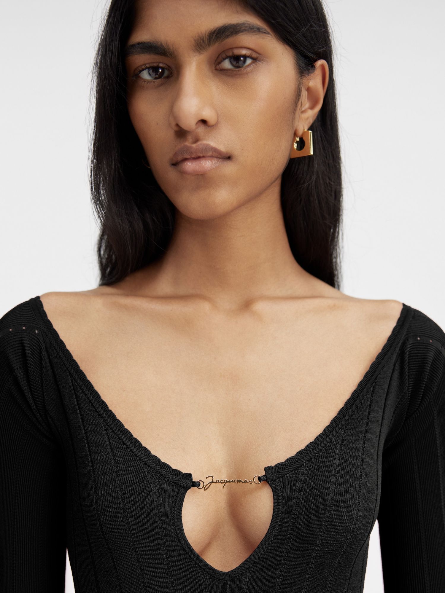 Jacquemus Long-sleeved Top 'le Haut In Black