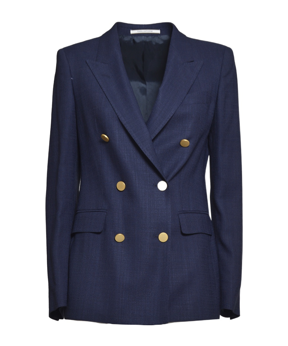 Tagliatore Lapel Long-sleeved Suit Jacket In Blue