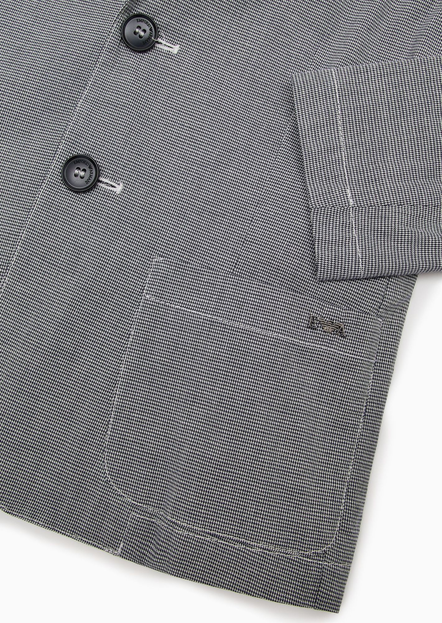 Emporio Armani Houndstooth Single-breasted Blazer In Gray