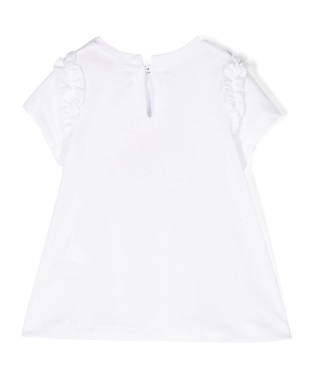 Monnalisa Graphic-print Ruffled Cotton T-shirt In White
