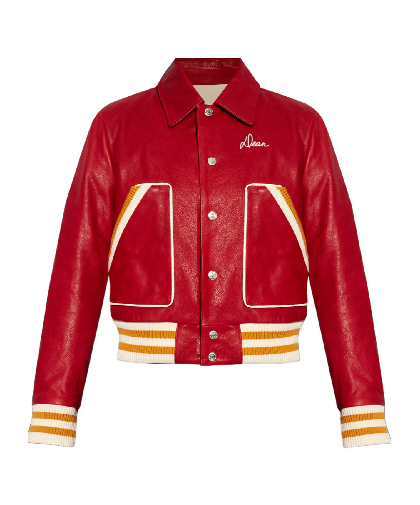 Dsquared2 Varsity Leather Bomber Jacket In Red