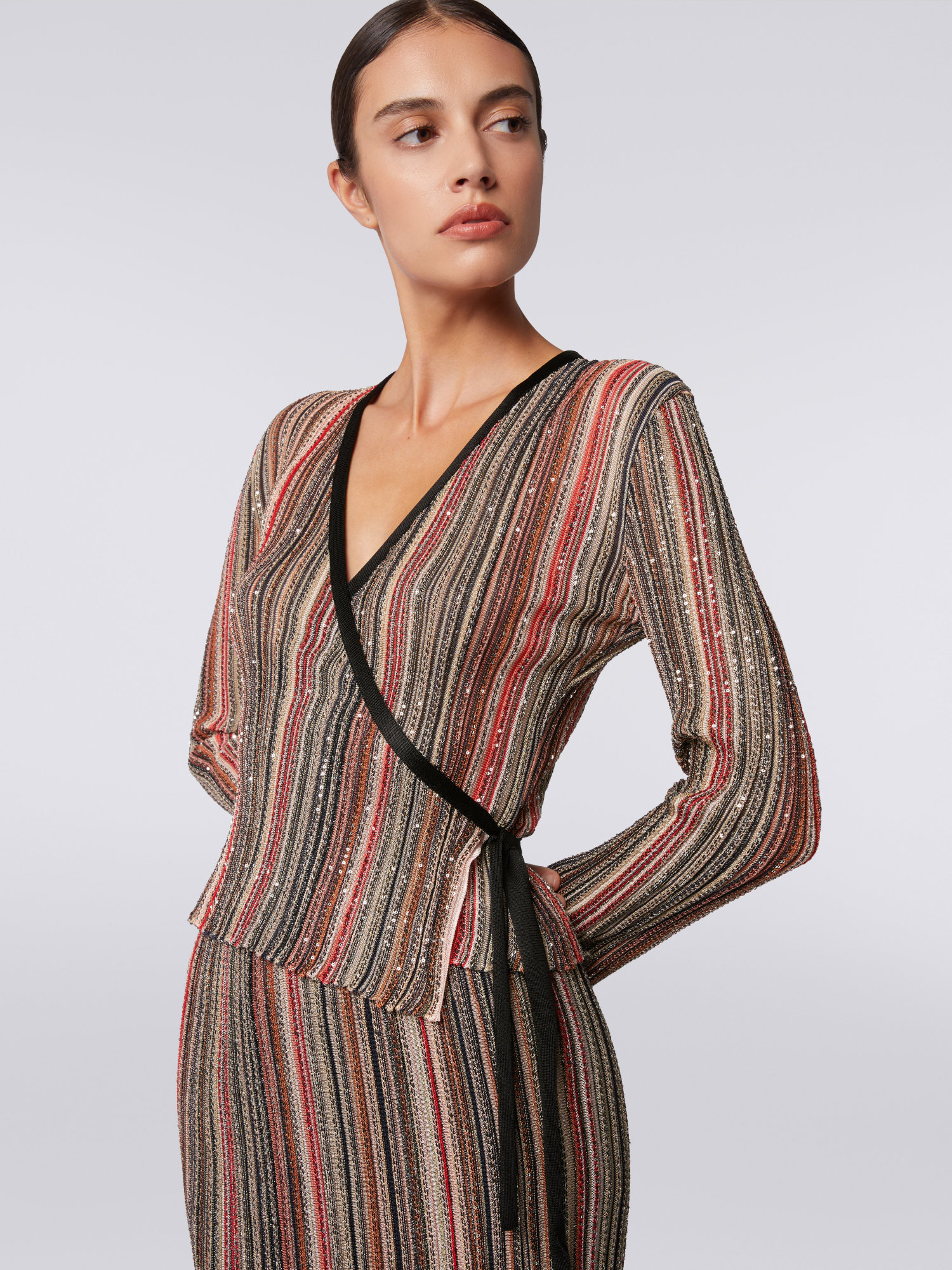 MISSONI STRIPED SEQUINED WRAP JUMPER
