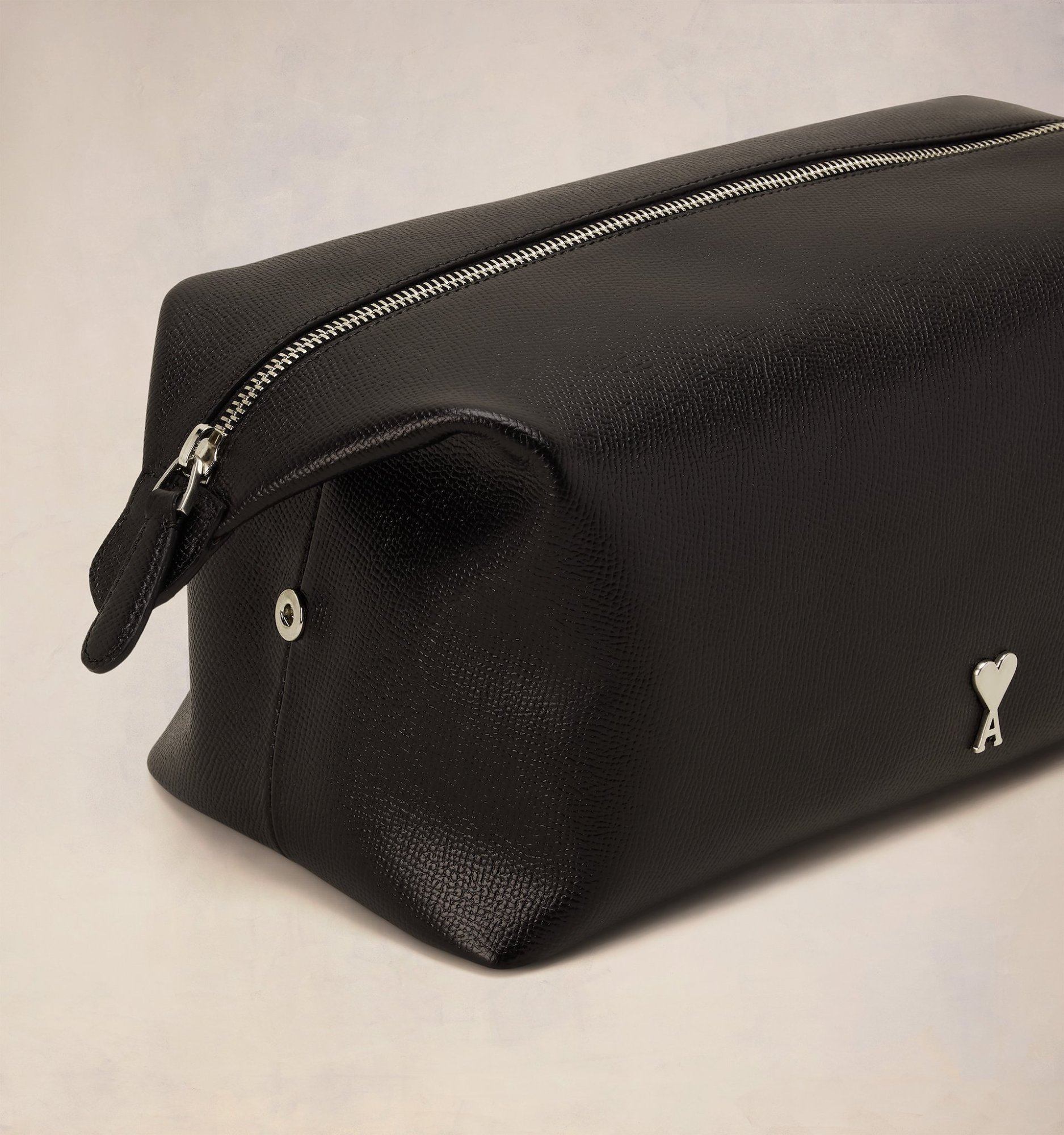 Ami Alexandre Mattiussi Ami Logo Plaque Zip-up Toilet Pouch In Black