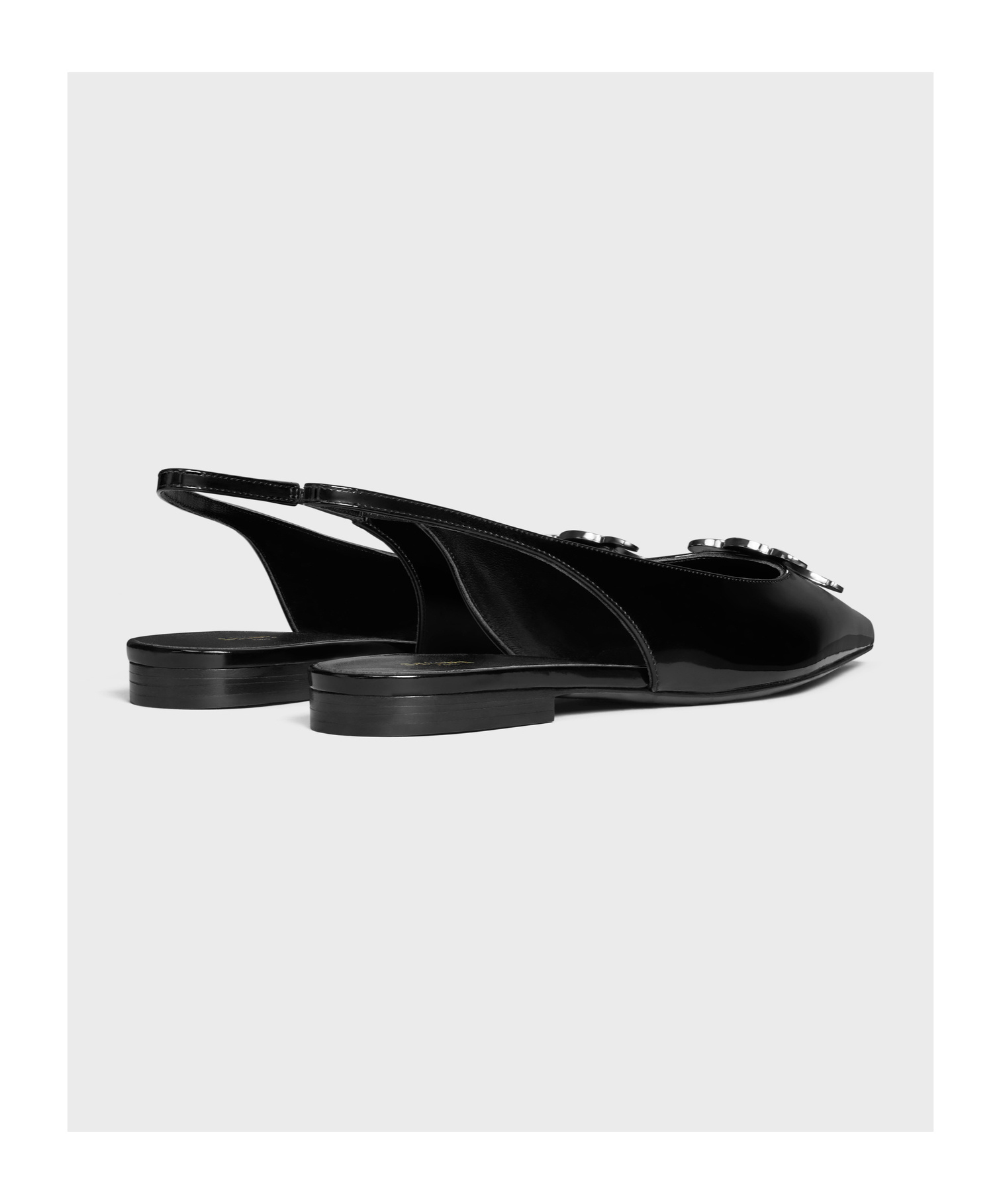CELINE CELINE ALMA TRIOMPHE FLAT SLINGBACK IN GLOSSY CALFSKIN
