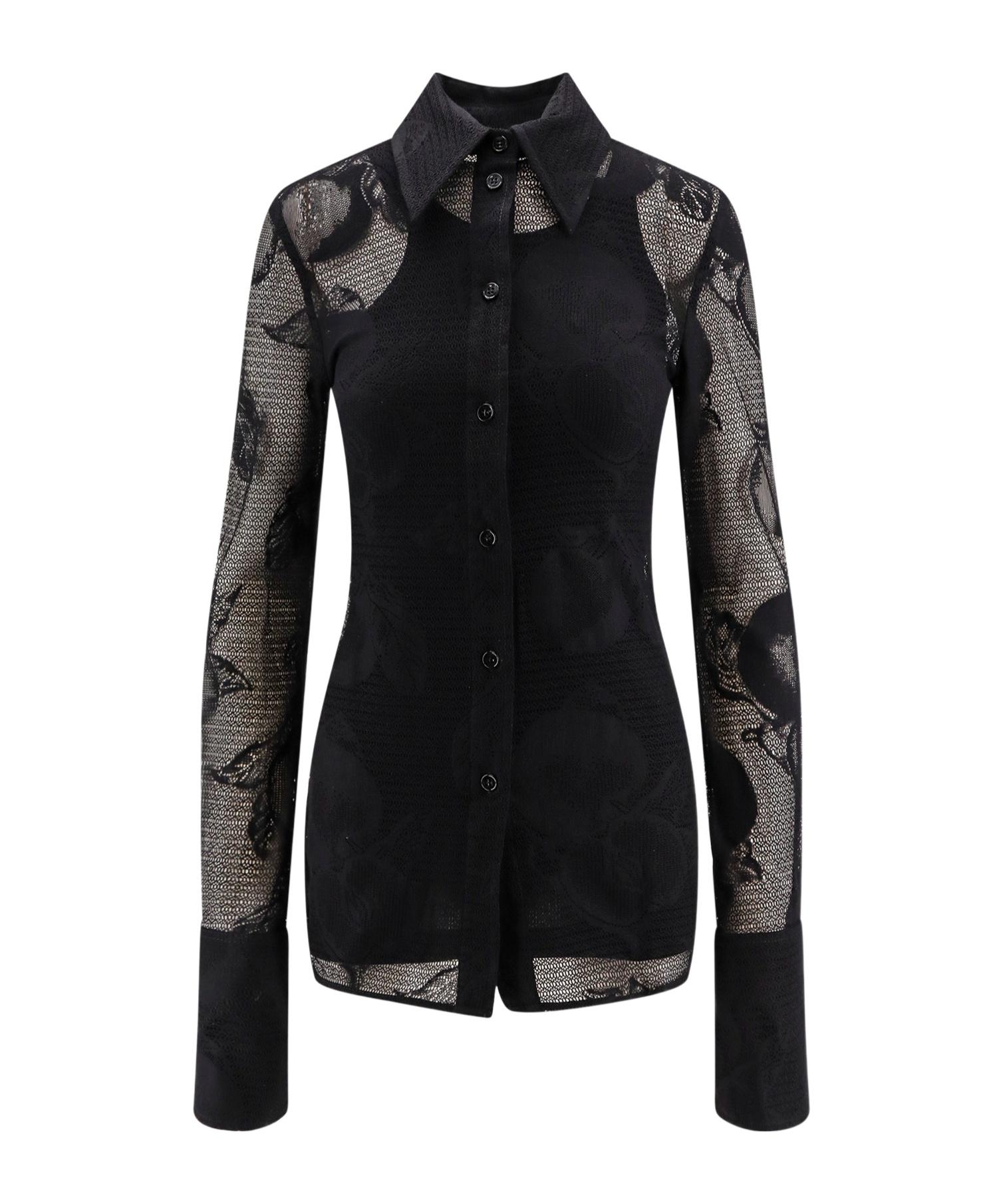Sportmax Printed Lace Shirt In Black