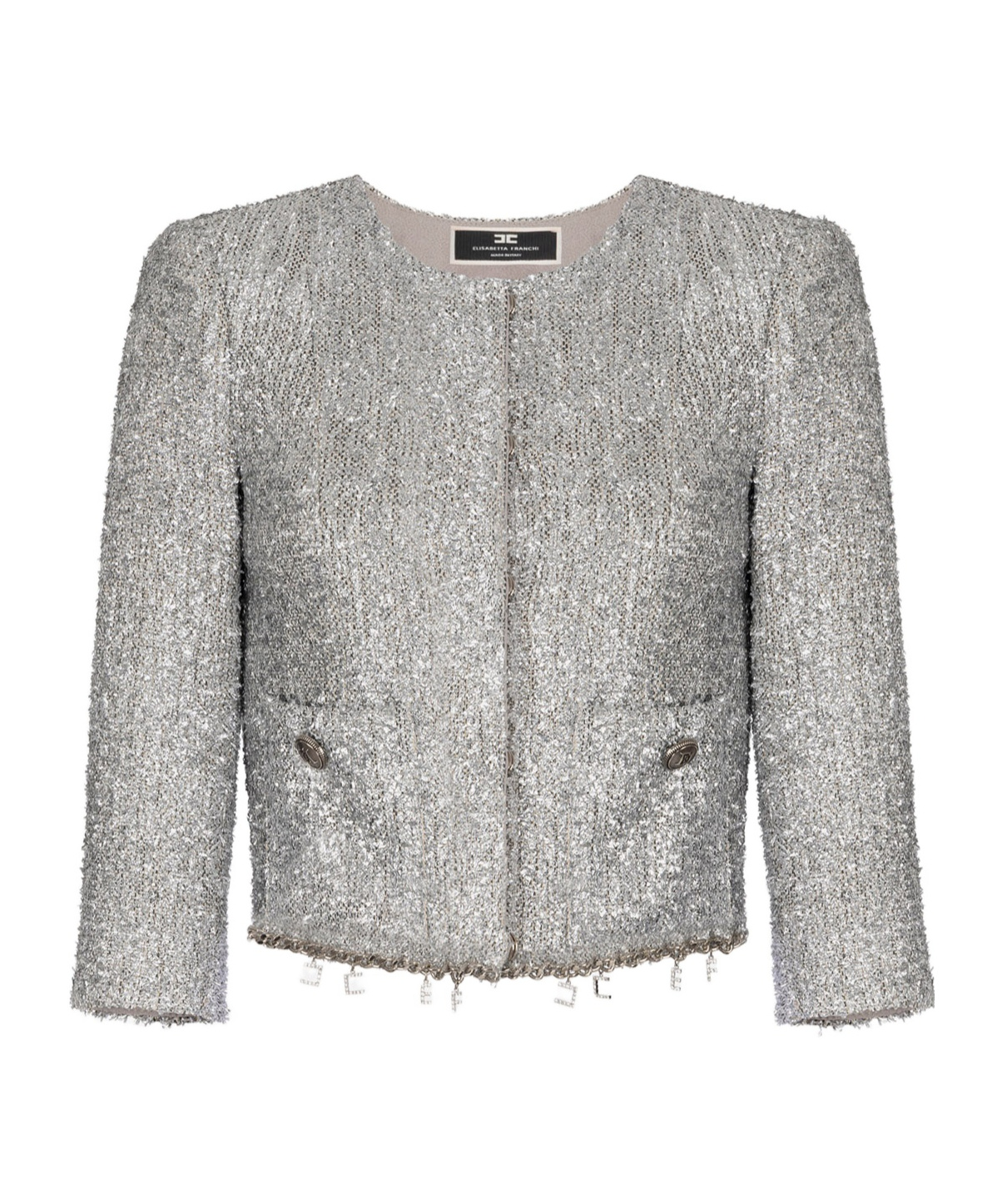 Elisabetta Franchi Tweed Lurex Blazer In Gray
