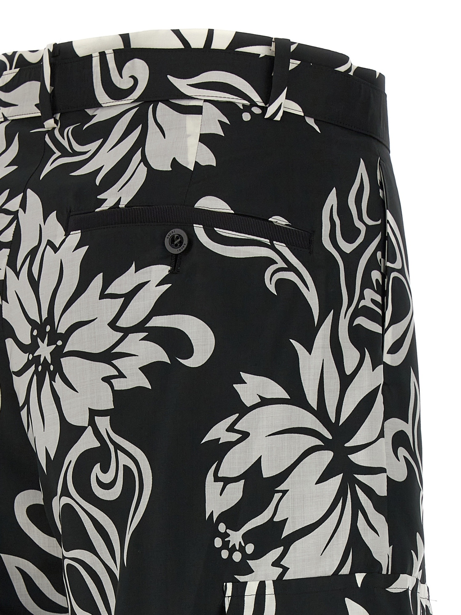 Shop Sacai Floral-print Cargo Trousers In Black