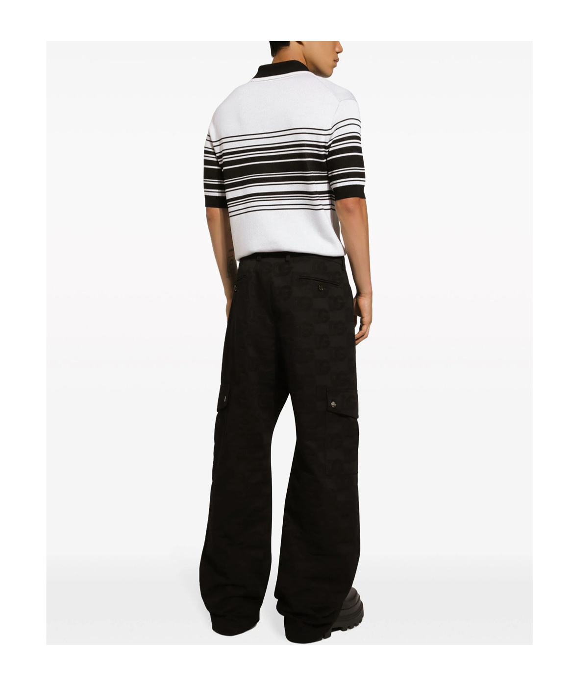 Dolce & Gabbana Stripe-print Silk Polo Shirt In White