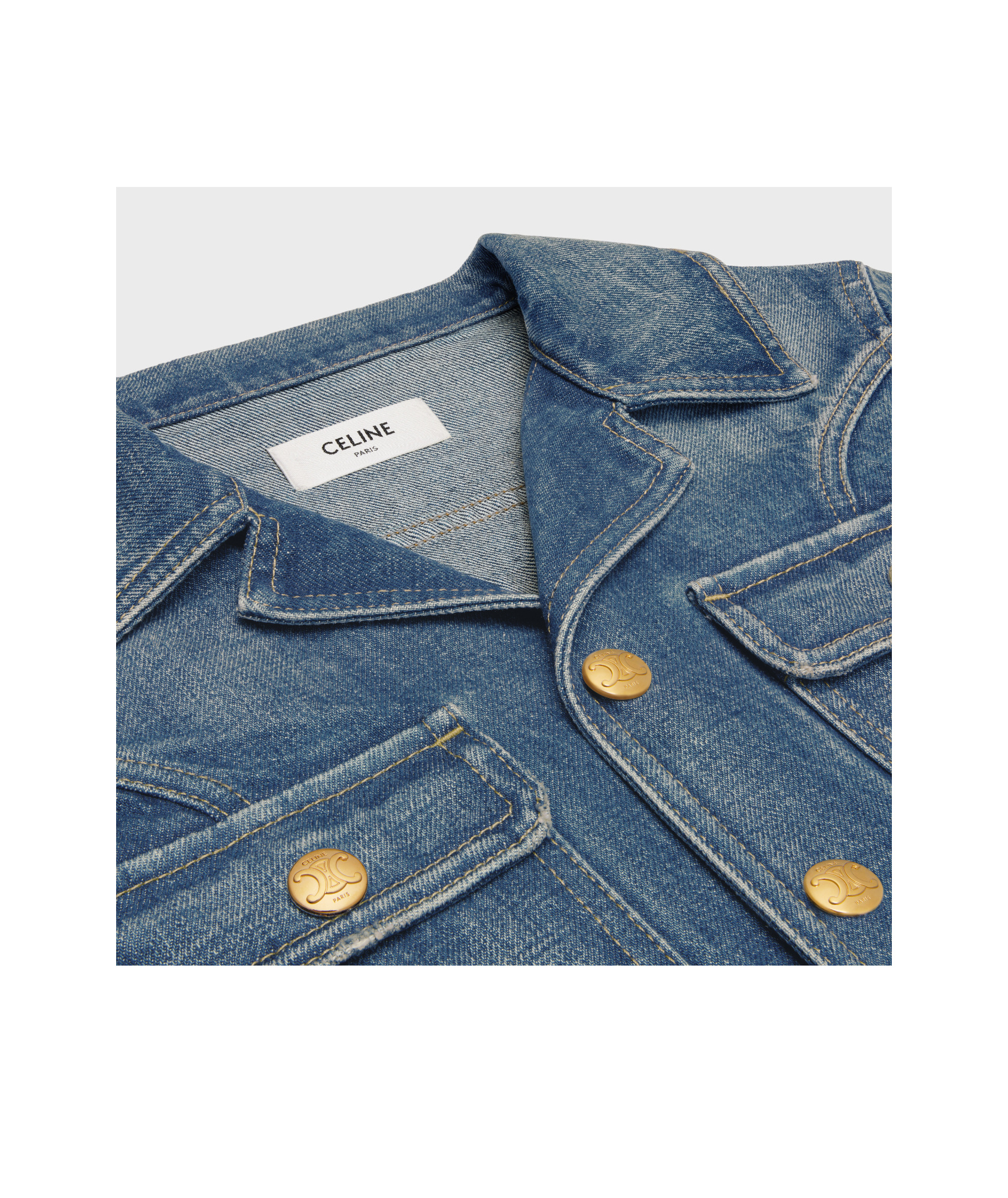 Celine Long-sleeved Denim Jacket In Blue