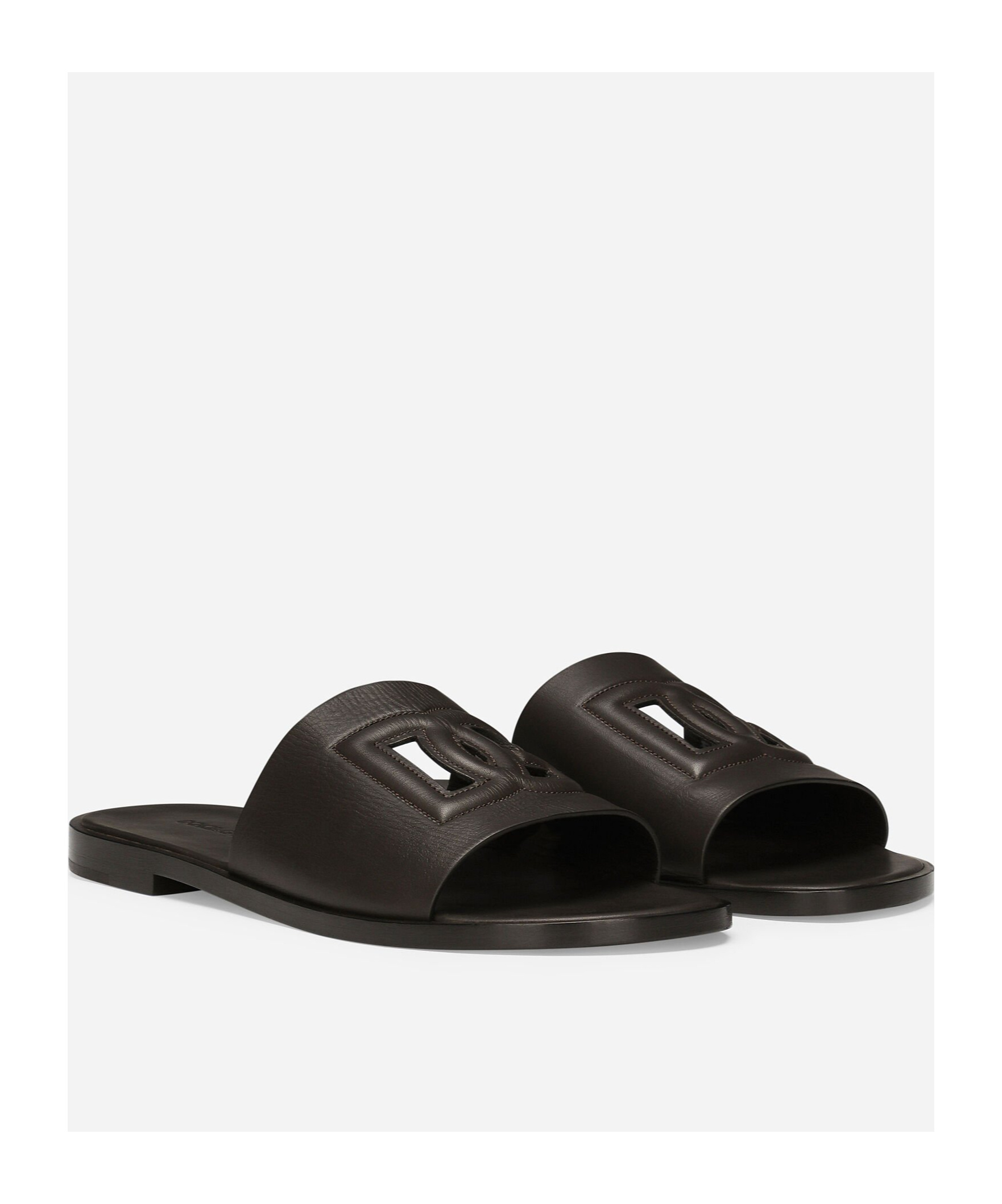 Dolce & Gabbana Dolce  Gabbana Dg Cut-out Detailed Slides In Black