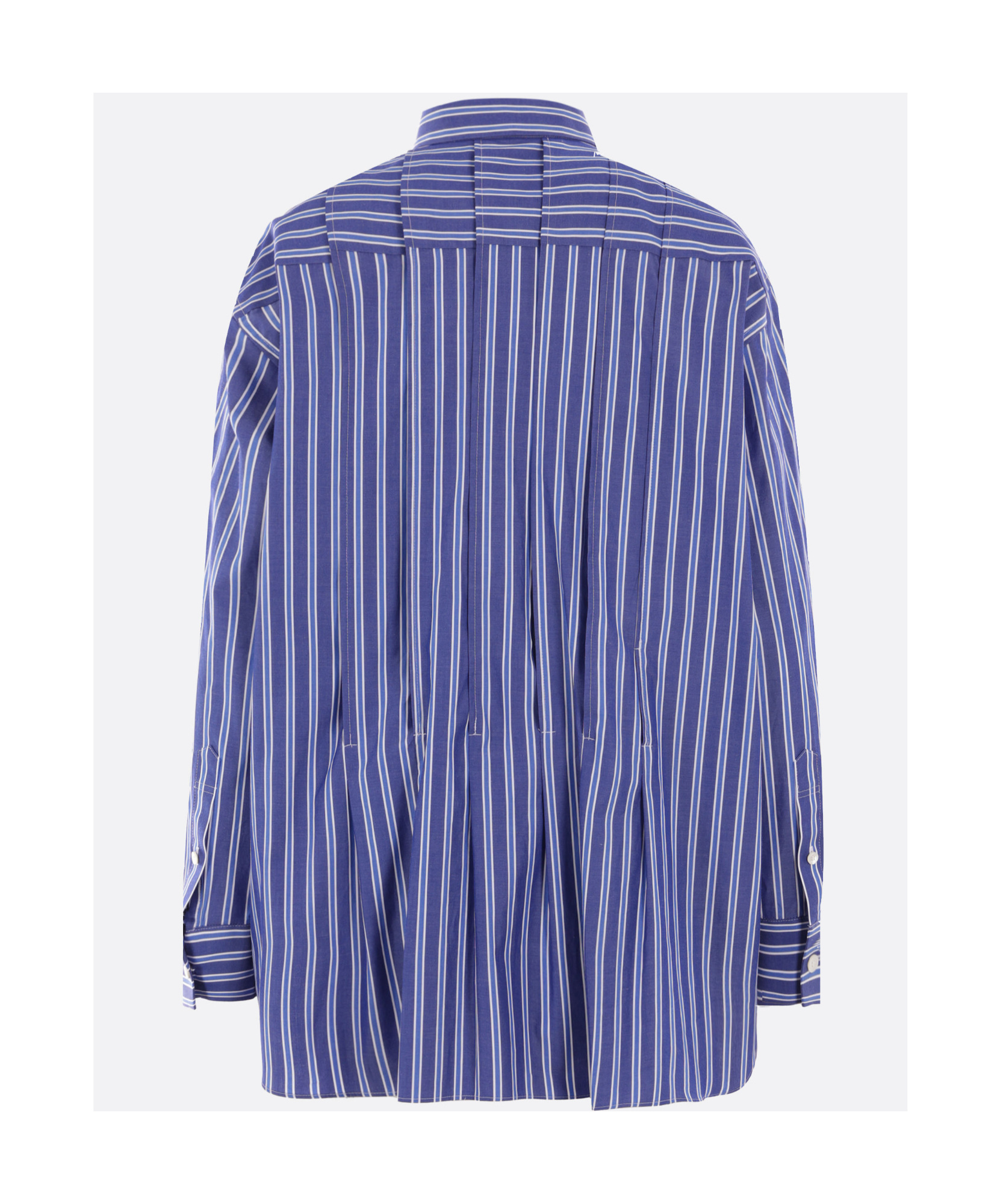 SACAI STRIPED PLEAT-DETAIL SHIRT
