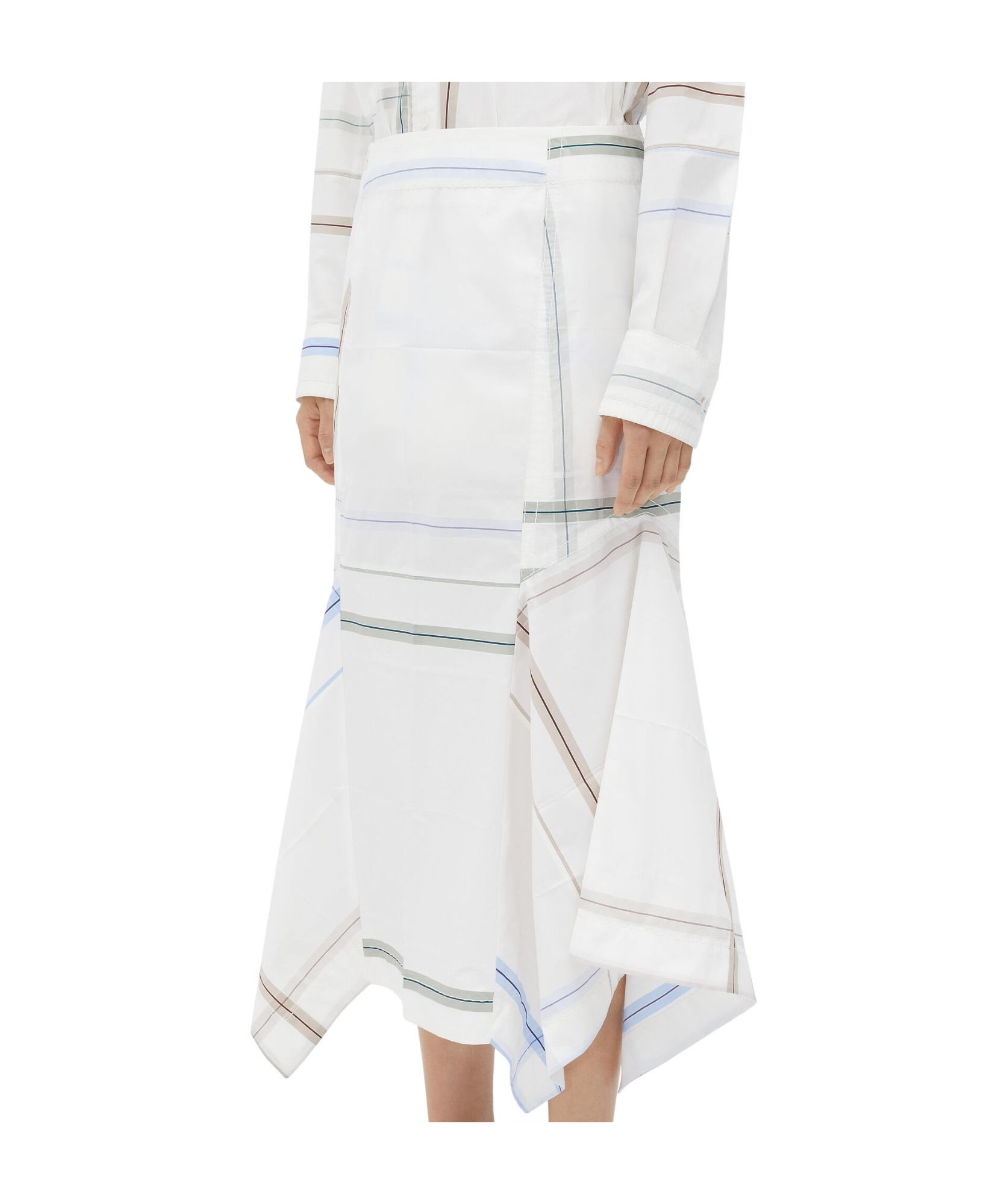 Bottega Veneta Exclusive Checked Cotton Midi Skirt In White
