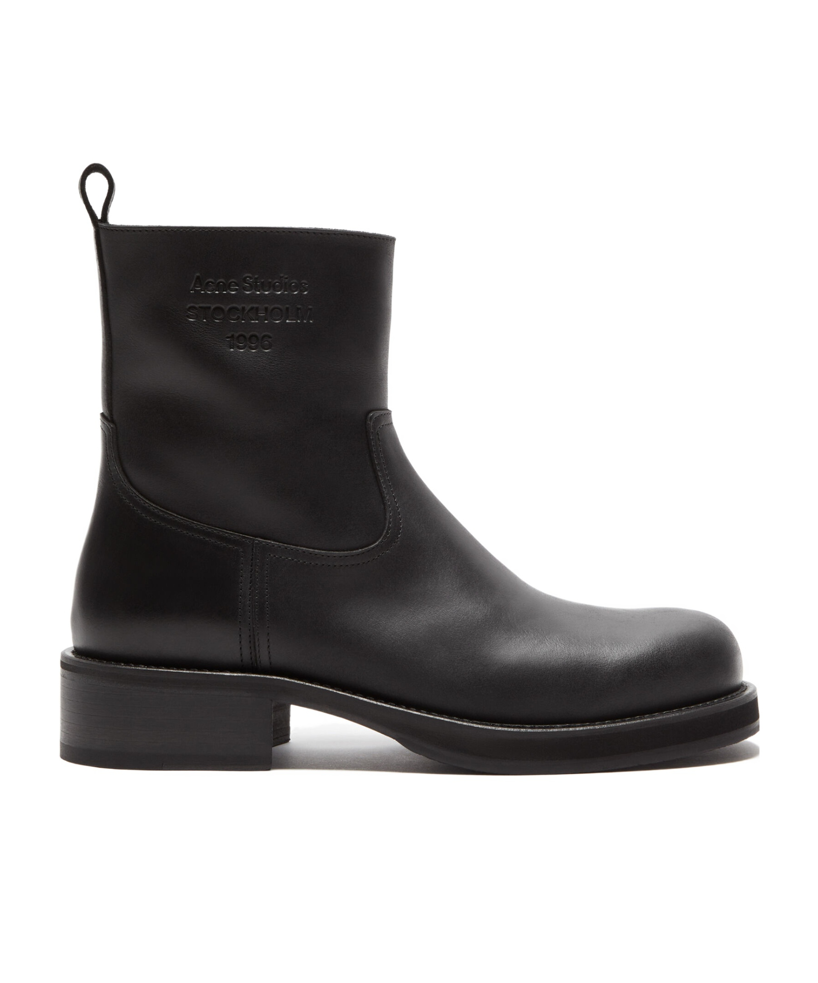 Acne Studios Logo-debossed Leather Boots In Black