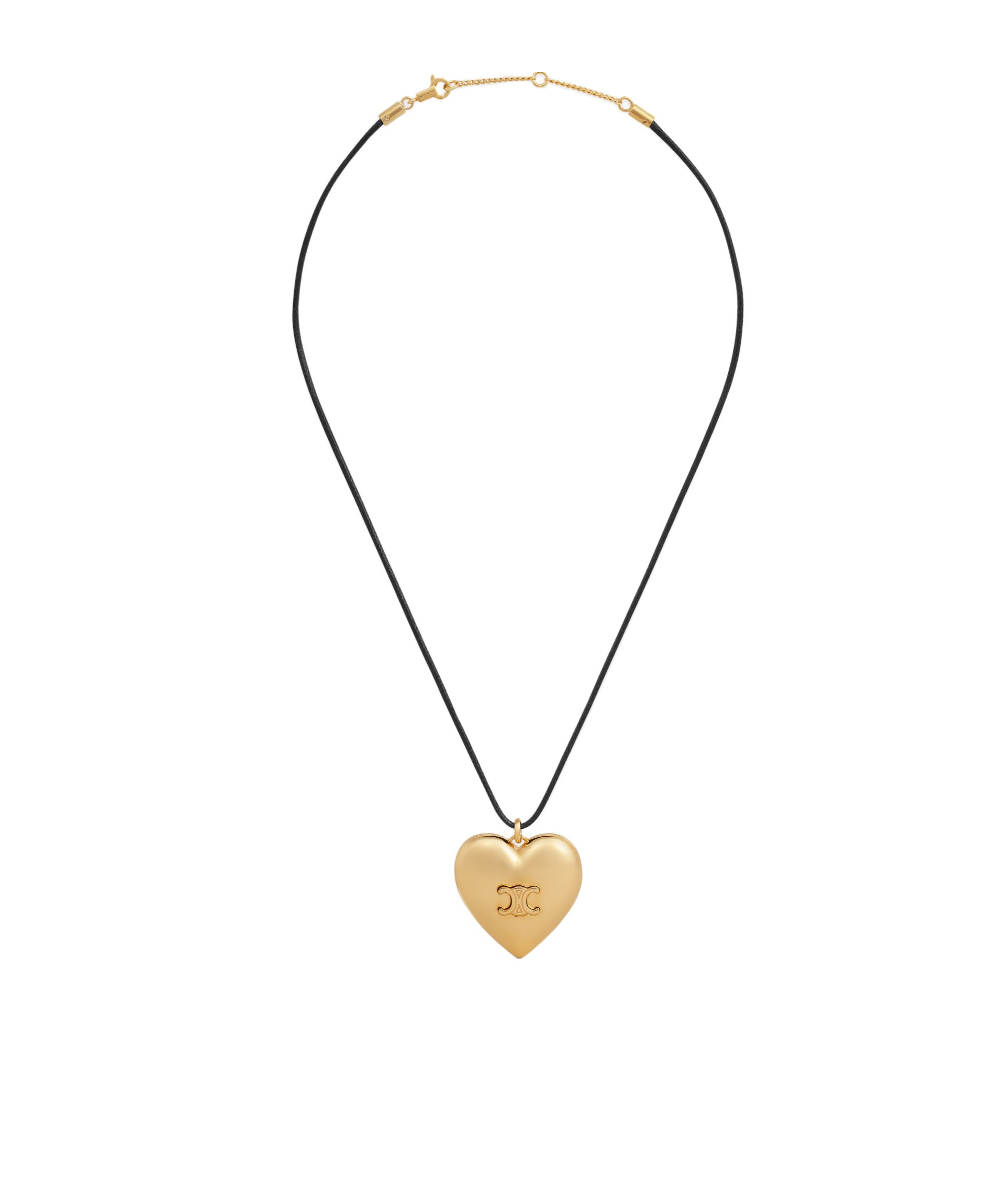 Celine Cur Triomphe Necklace In Brass With Gold Finish And Cotton In Yellow