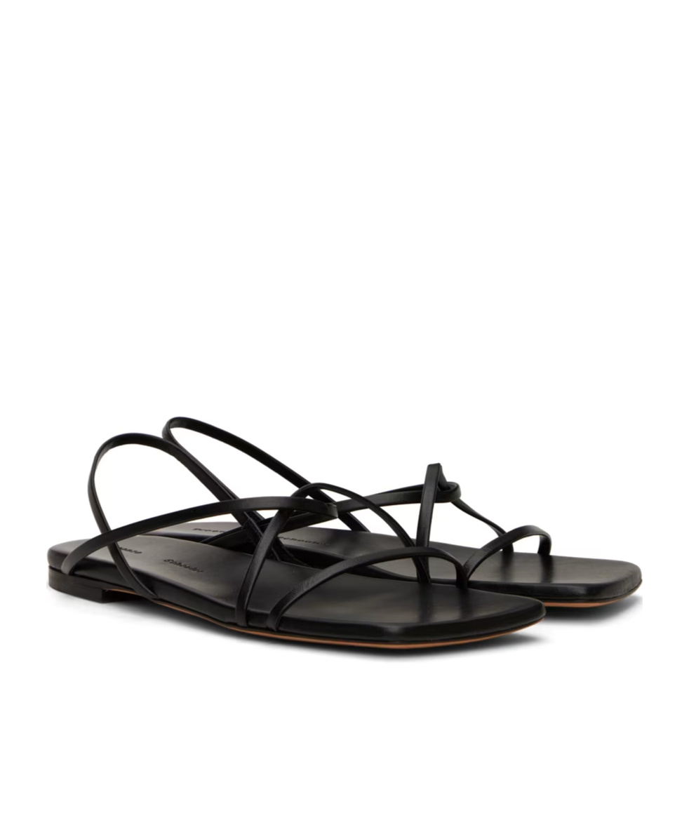 Proenza Schouler Black Square Strappy Flat Sandals In Black