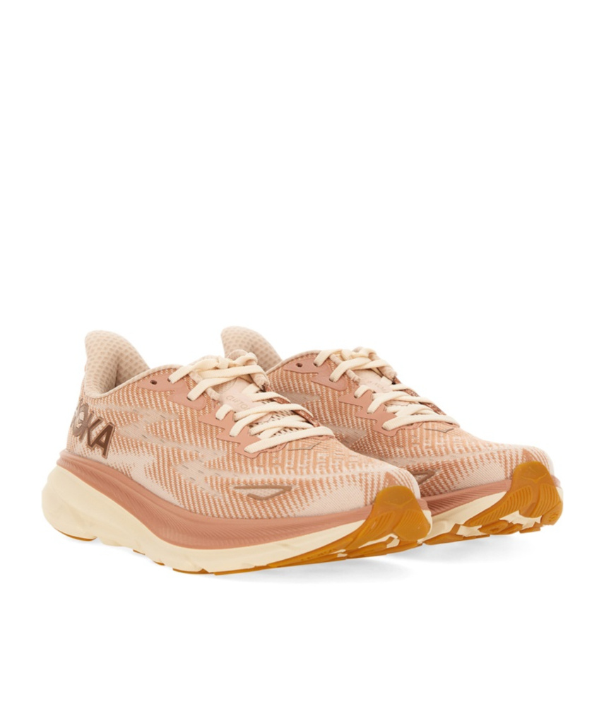 Hoka Pink Clifton 9 Sneakers In Nude