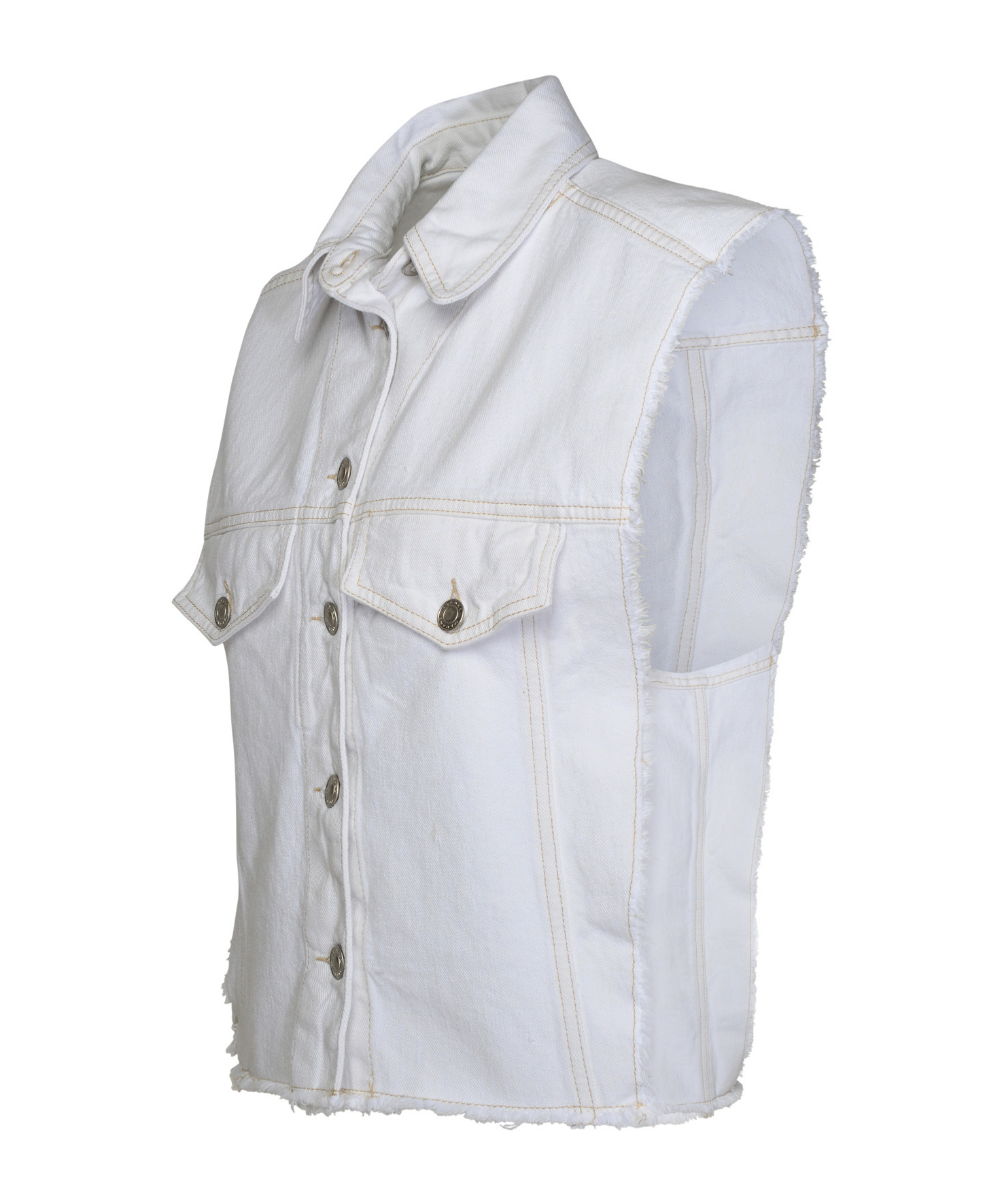 Shop Isabel Marant Étoile Isabel Marant Tyra Raw-cut Edge Denim Vest In White