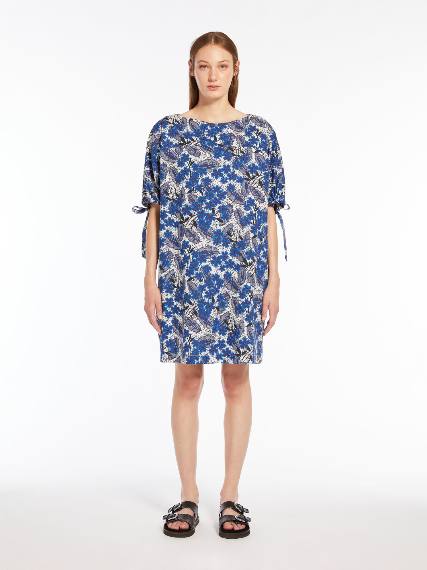 Weekend Max Mara Lace-up Cuff Dress In Blue