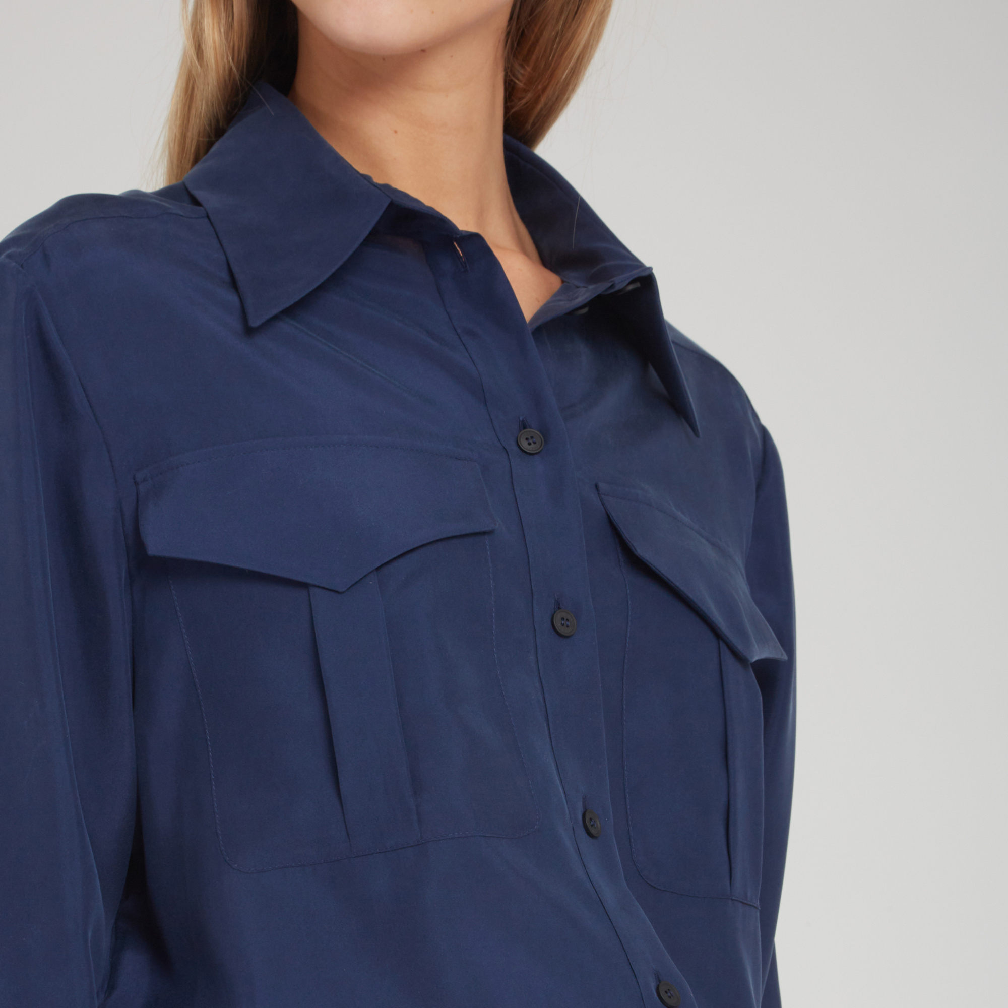 Alberta Ferretti High-low Hem Poplin Shirt In Blue