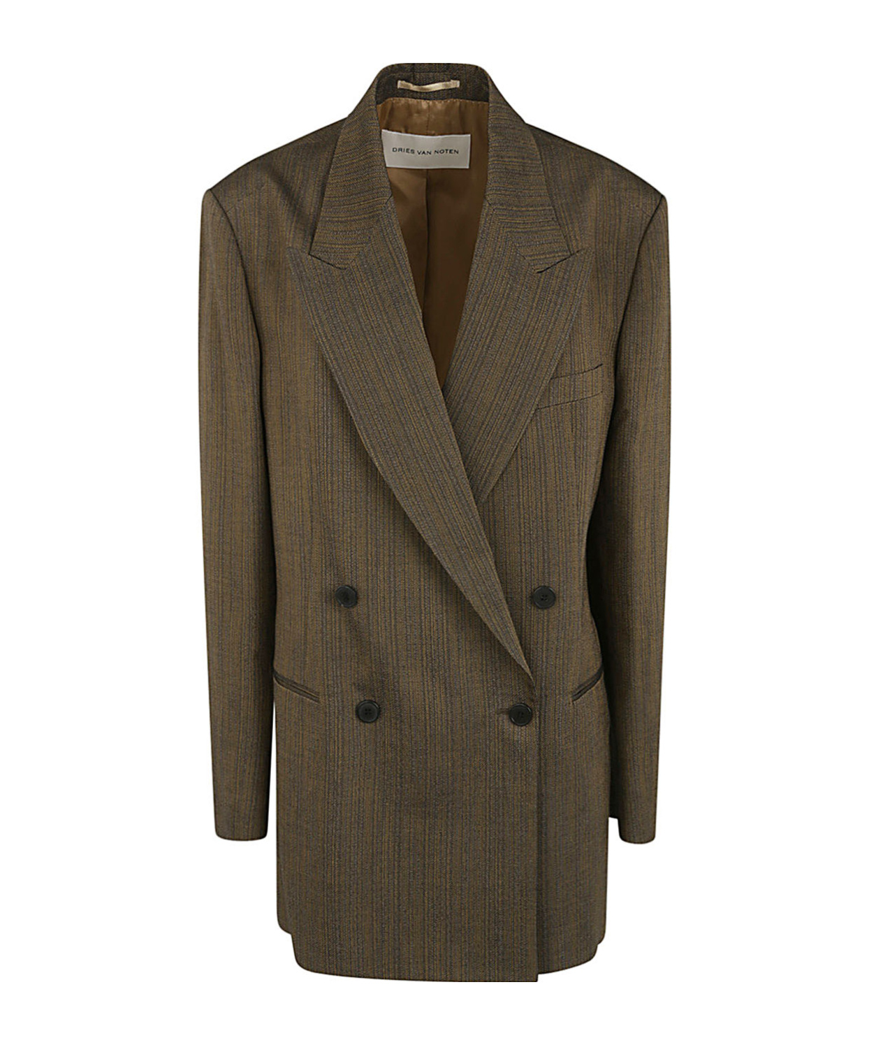 Shop Dries Van Noten Double-breasted Suit Jacket In Brown