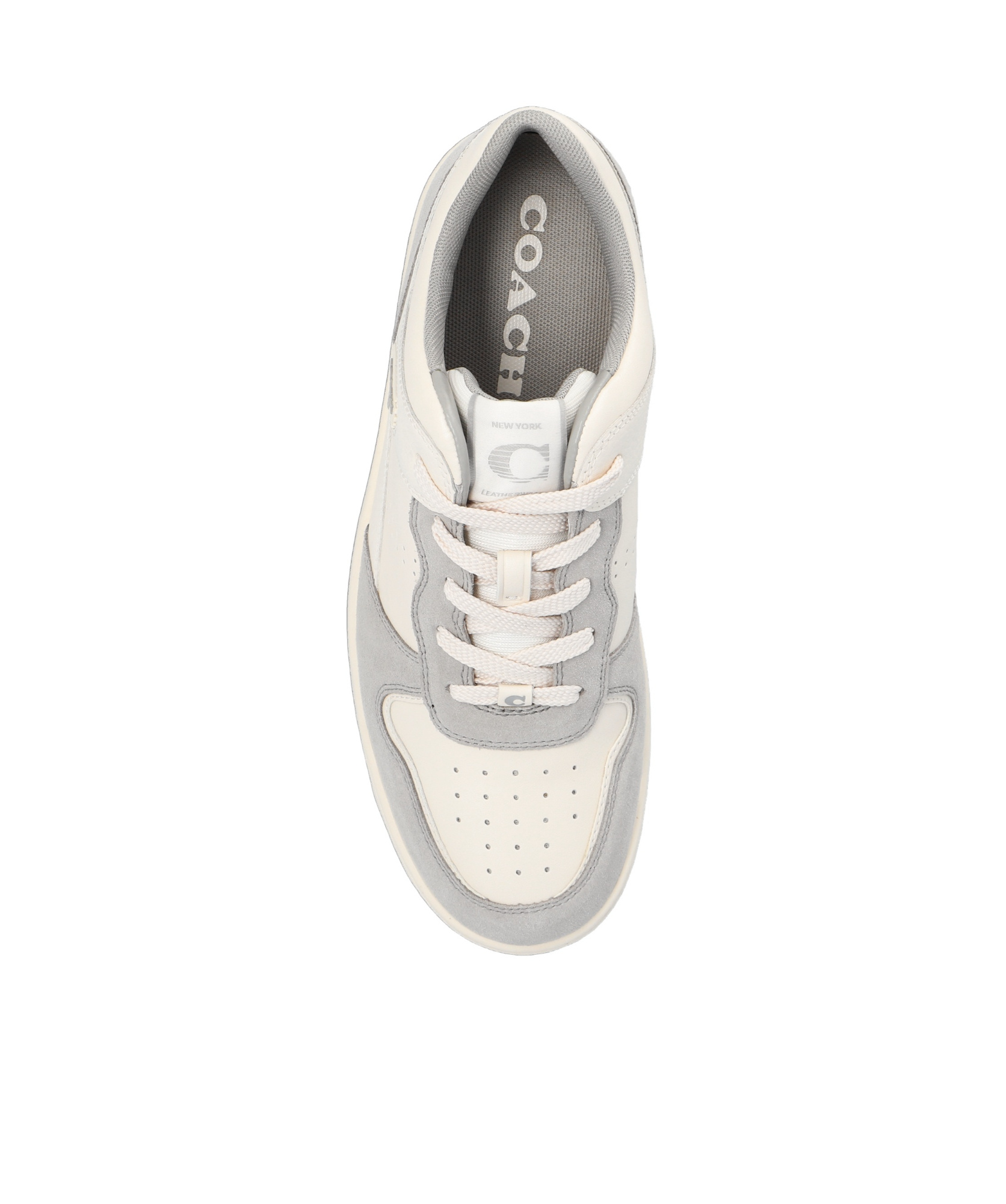 Coach Panelled Suede Leather Trainers In White