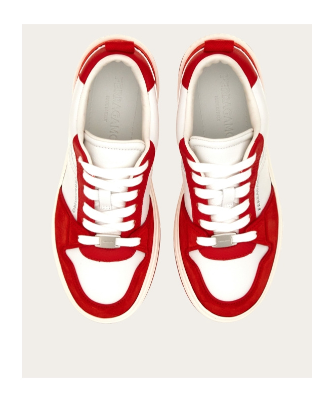 Ferragamo Panelled Leather Sneakers In White
