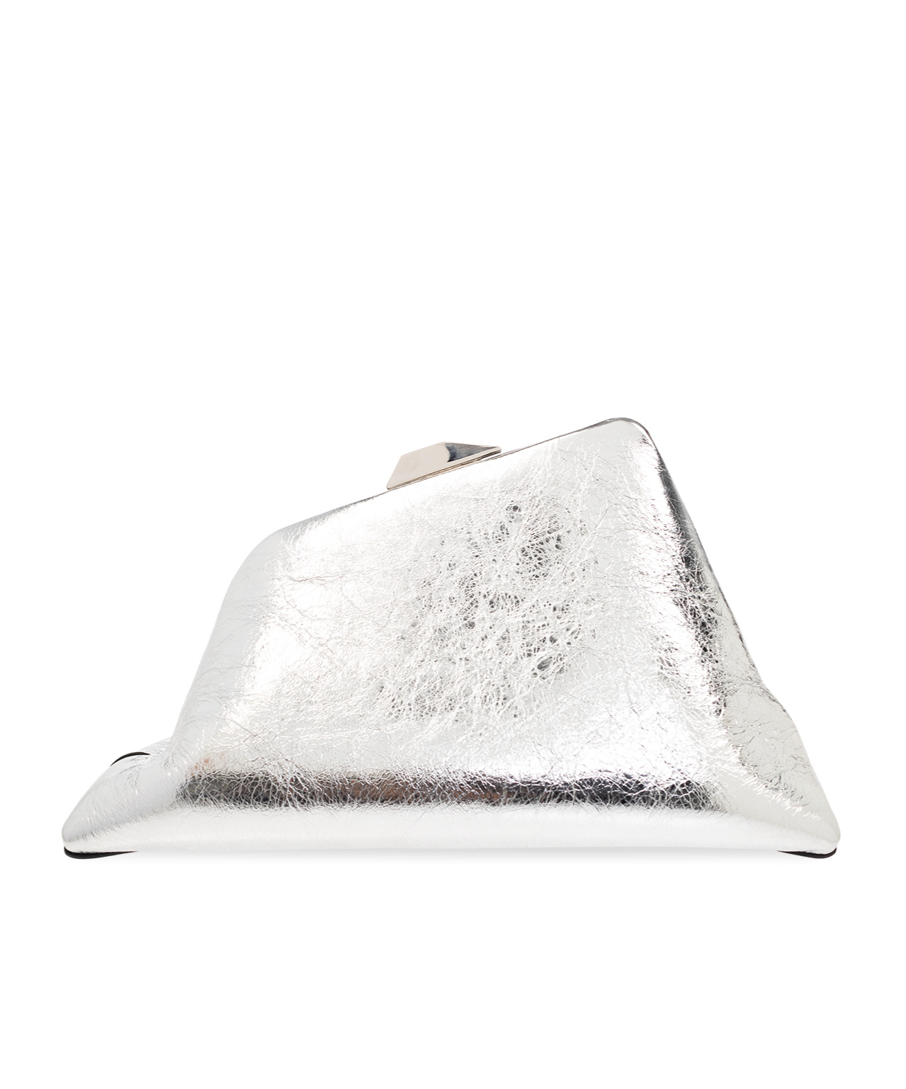Attico Day Off Metallic Leather Clutch Bag In White
