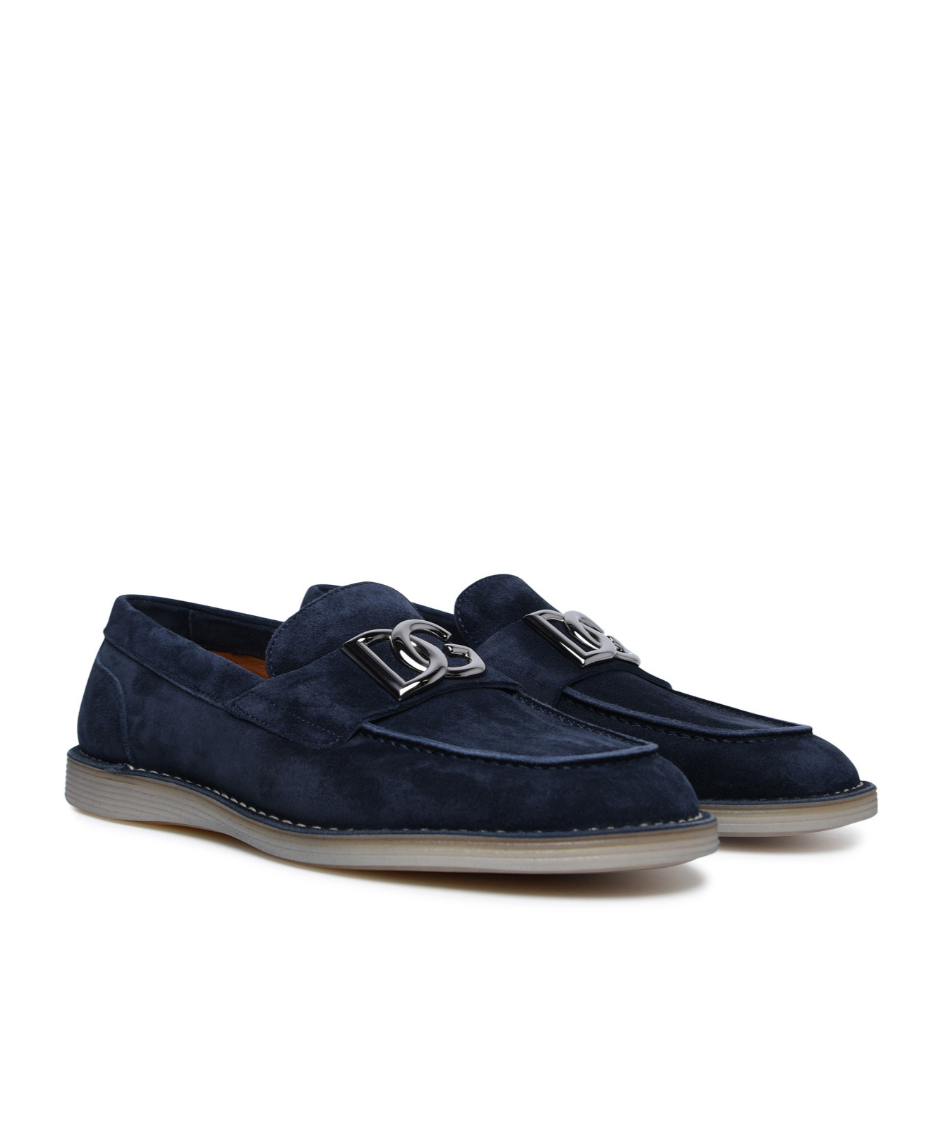 Dolce & Gabbana Dg Logo Suede Loafers In Black