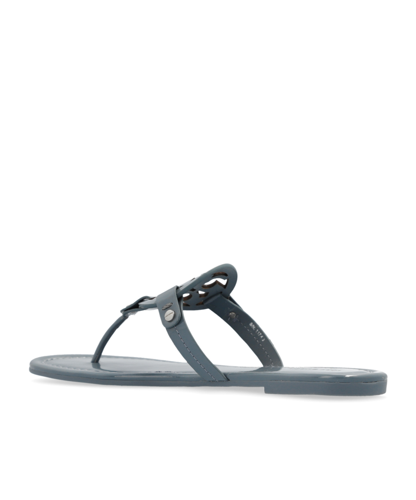 Tory Burch Miller Patent-leather Flip Flops In Gray