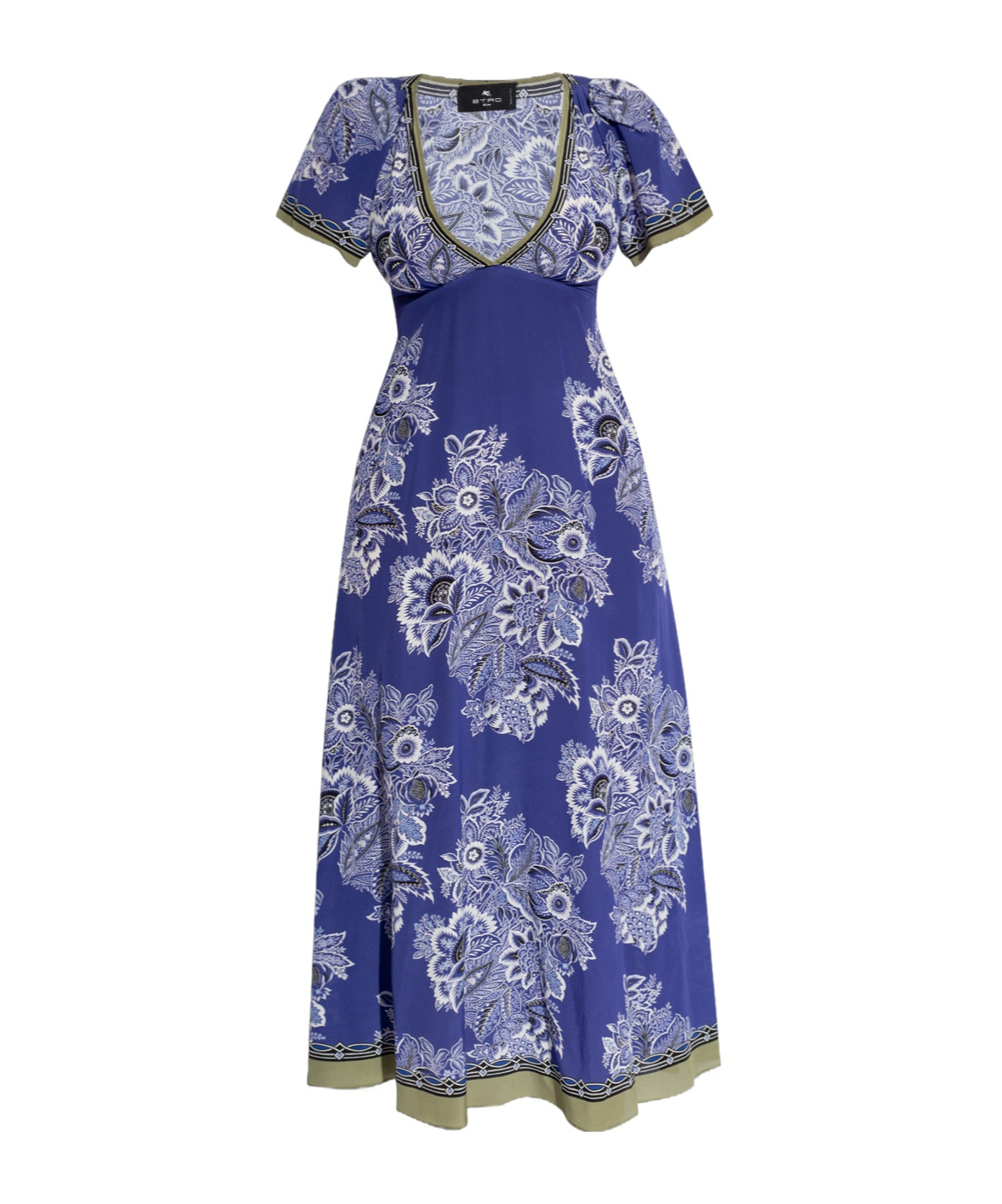 Shop Etro Floral-print Silk Maxi Dress In Blue