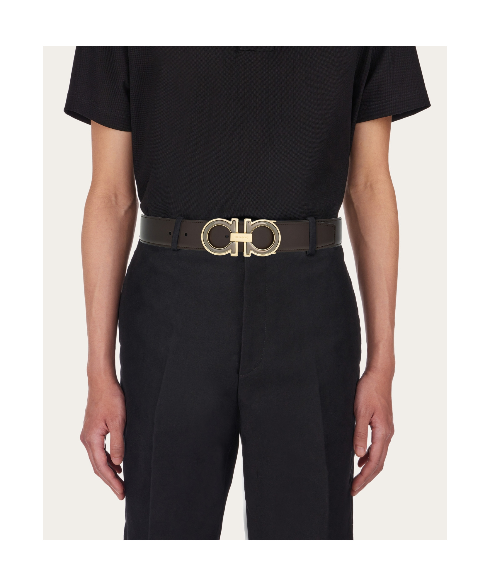Ferragamo Salvatore Reversible Gancini Buckled Belt In Black