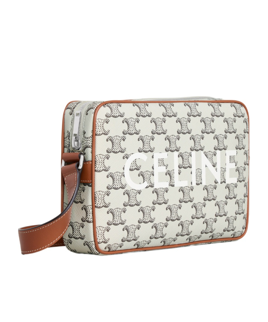 Celine Triomphe Medium Satchel Bag In White