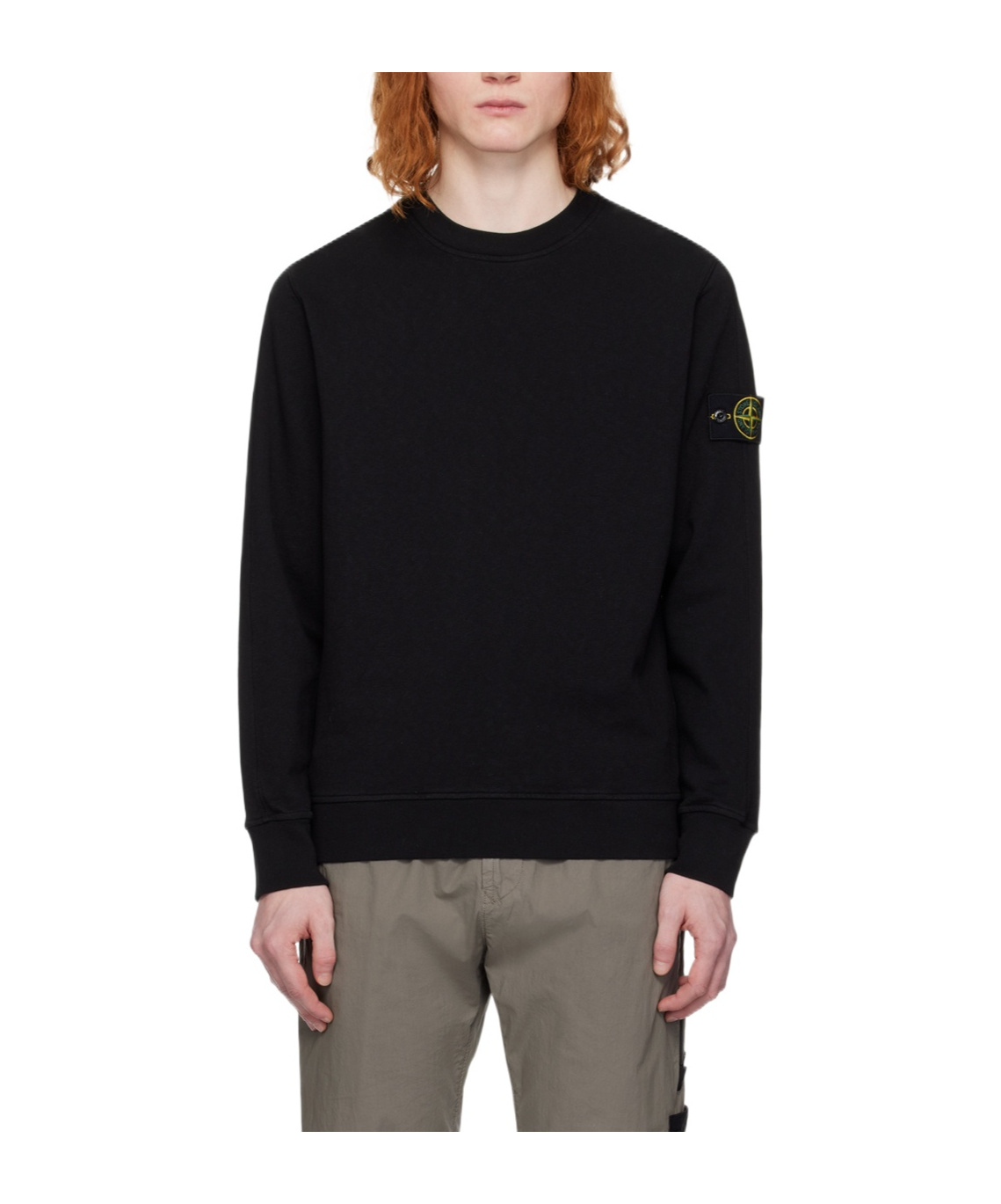 Shop Stone Island Compass-badge Cotton Sweatshirt In Black