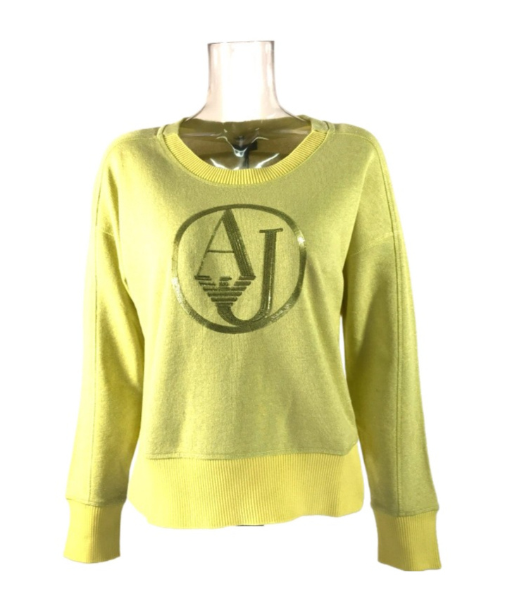 Armani Jeans Round-neck Long-sleeved Sweater In Green
