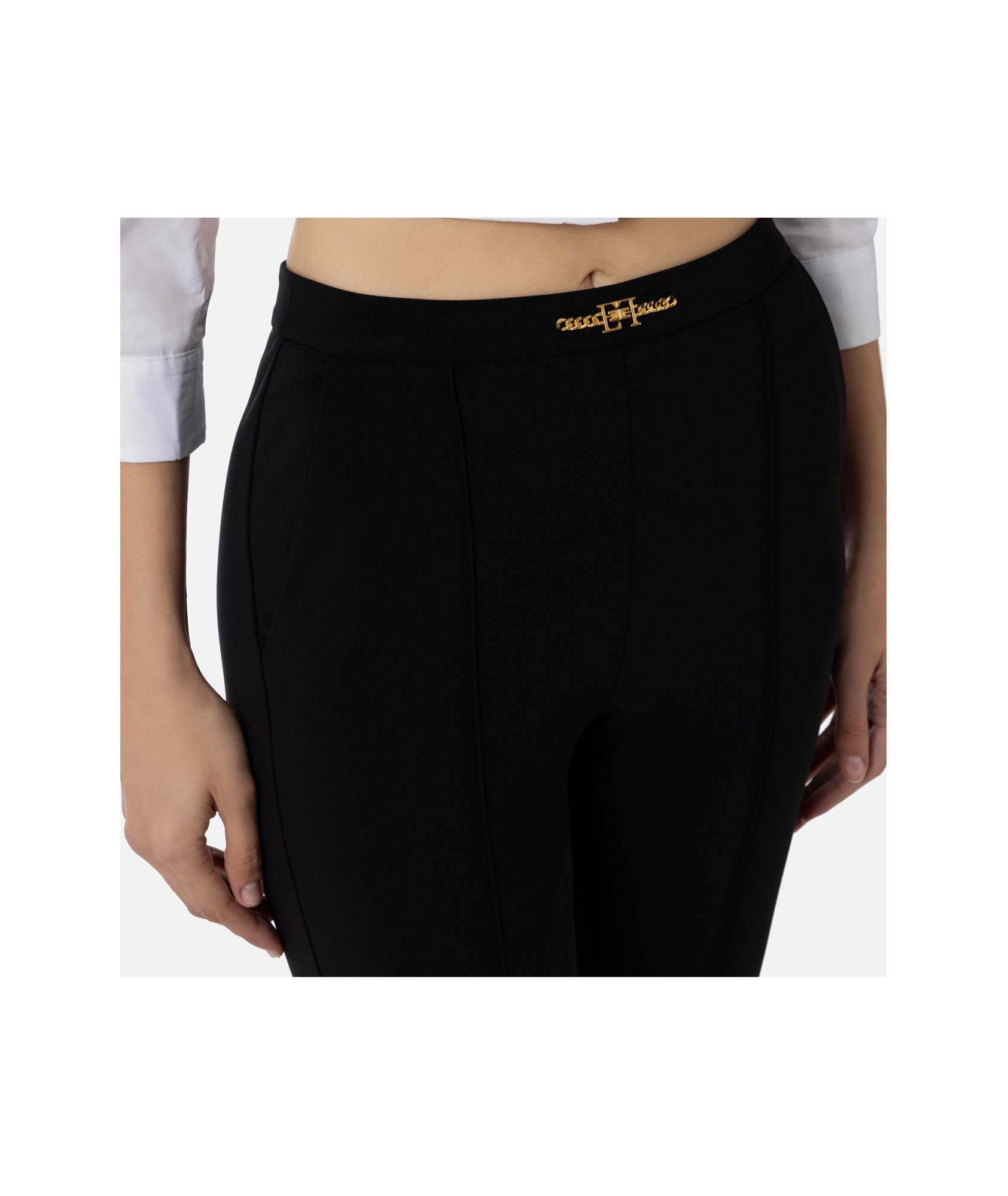 ELISABETTA FRANCHI HORSEBIT-DETAIL STRAIGHT-LEG TROUSERS