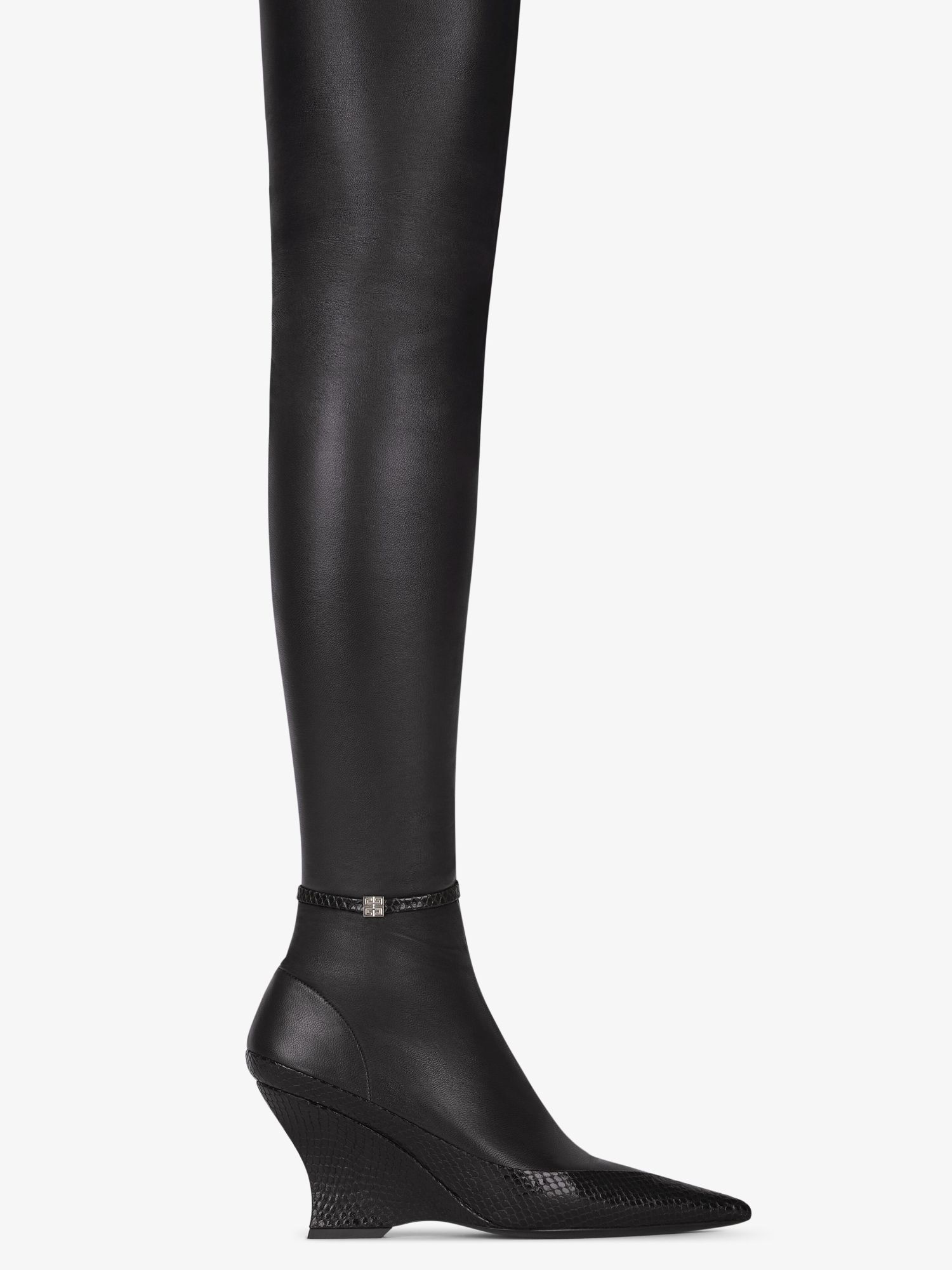 Givenchy Raven Over-the-knee Boots In Leather And Ayers In Black