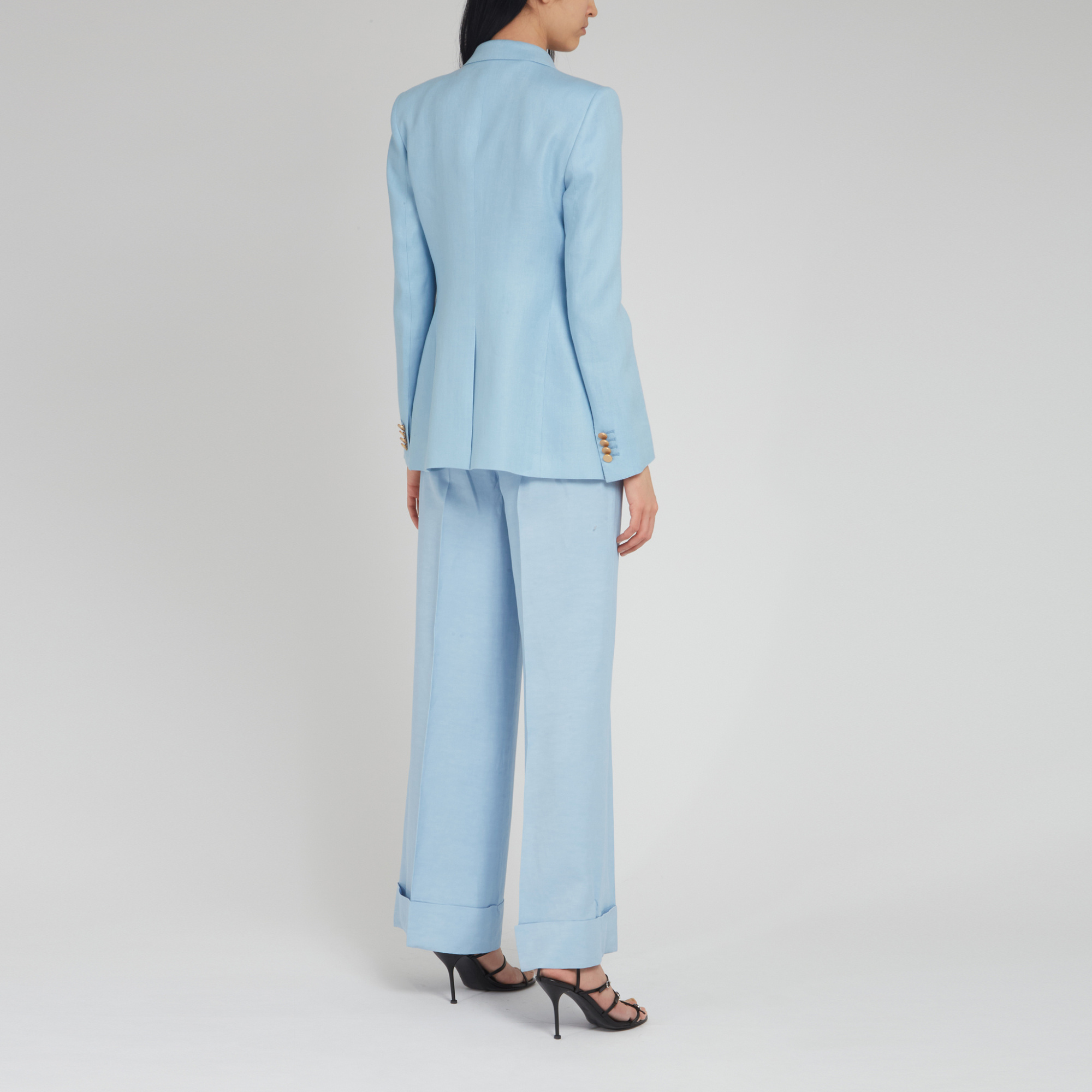 Tagliatore Long-sleeved Double-breasted Suit Jacket In Blue