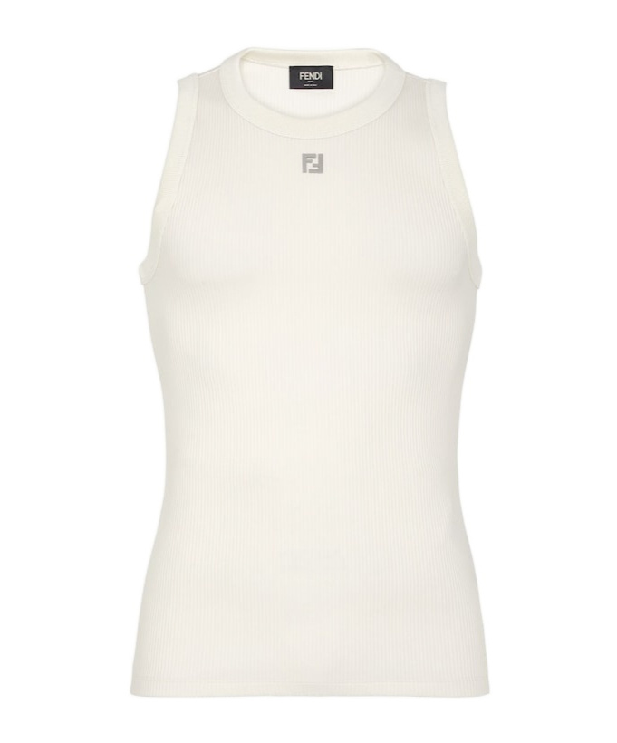 Fendi Ff Logo Plaque Tank Top In White
