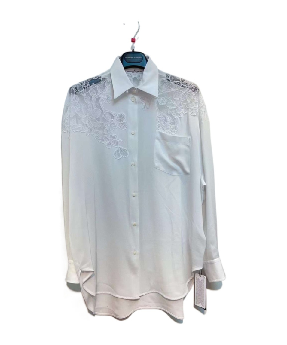Ermanno Scervino Floral-lace Detail Silk Shirt In White